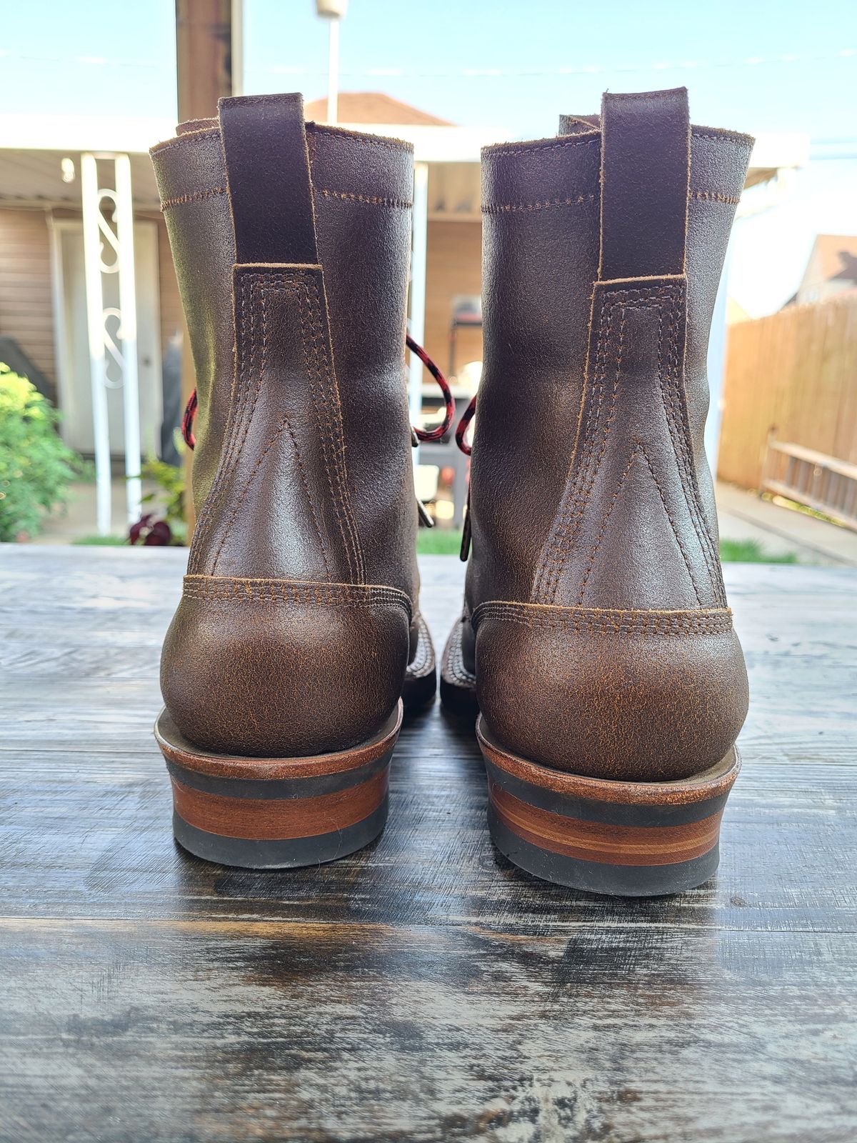 Photo by patinathunderdome on October 1, 2021 of the White's Bounty Hunter in Horween Cinnamon Waxed Flesh.