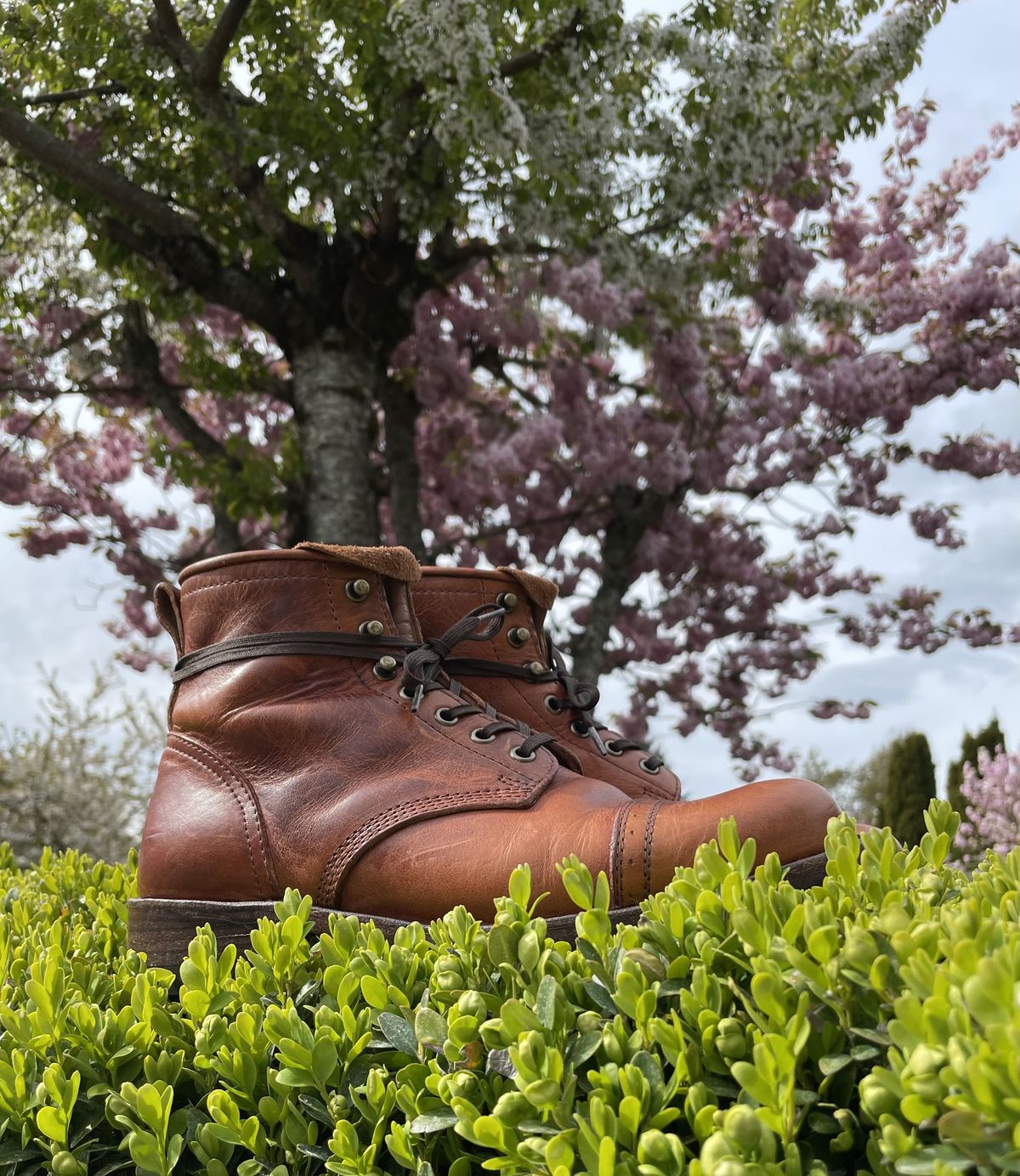 Photo by patinathunderdome on May 5, 2022 of the Julian Boots Bowery in Horween Cognac Essex.