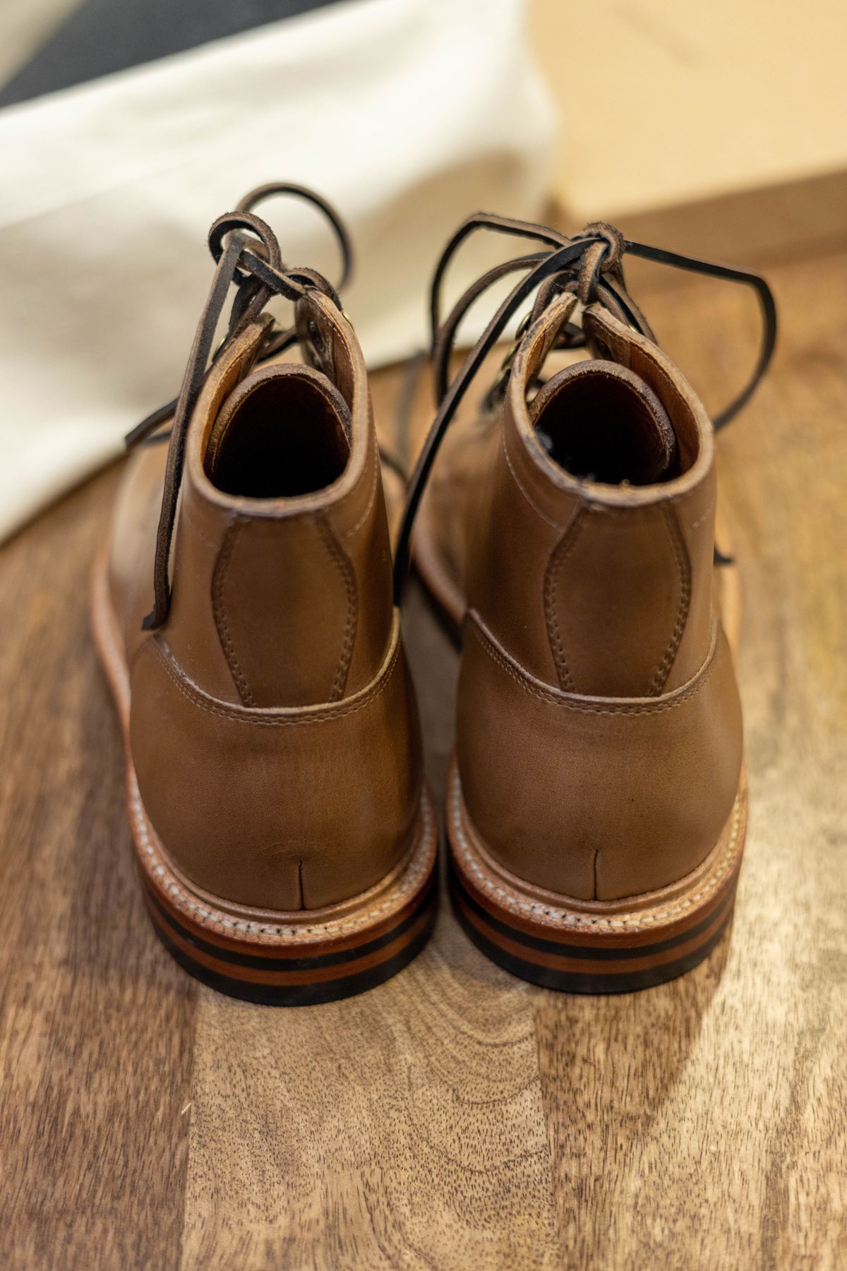 Photo by patinathunderdome on November 3, 2021 of the Grant Stone Diesel Boot in Horween Dune Chromexcel.