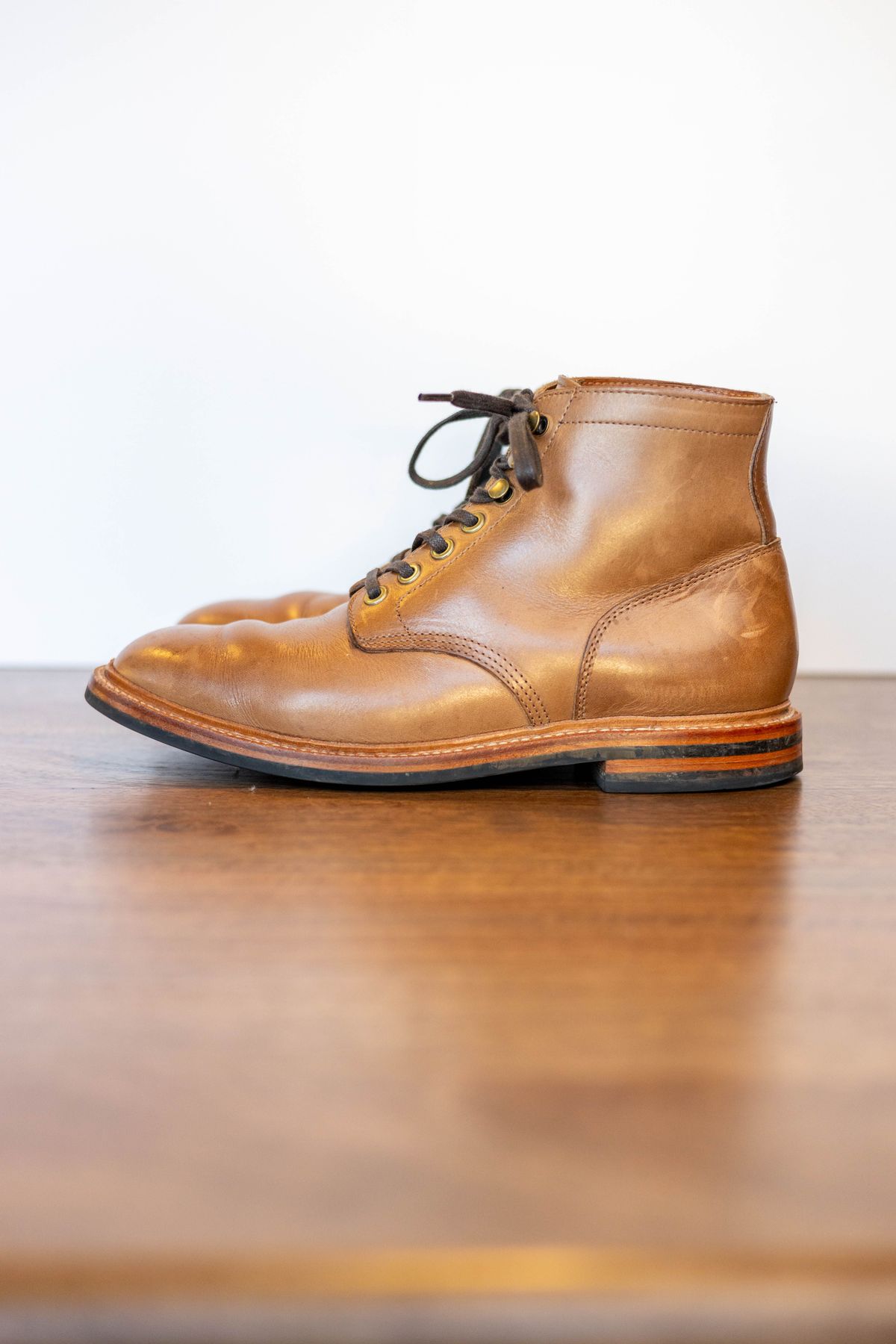 Photo by patinathunderdome on January 5, 2022 of the Grant Stone Diesel Boot in Horween Dune Chromexcel.