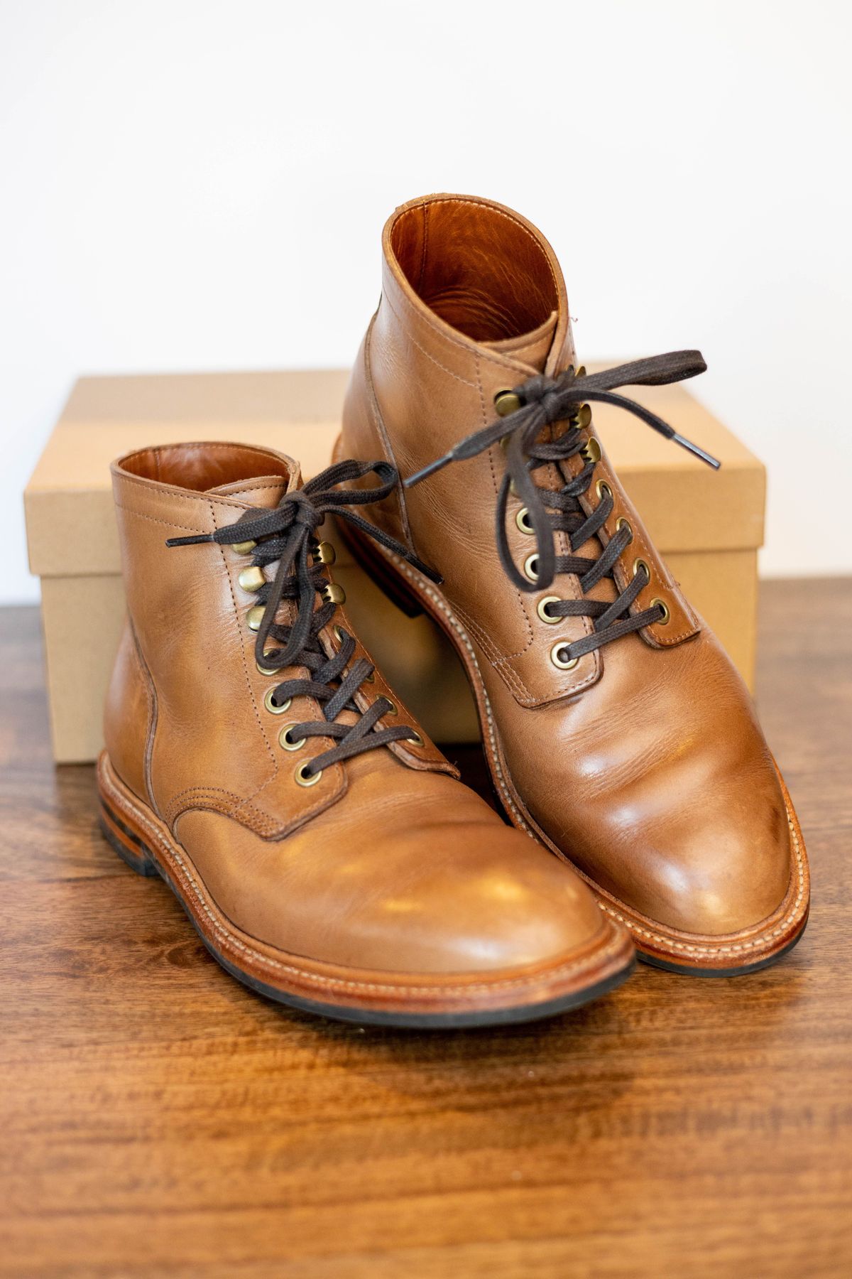 Photo by patinathunderdome on January 5, 2022 of the Grant Stone Diesel Boot in Horween Dune Chromexcel.