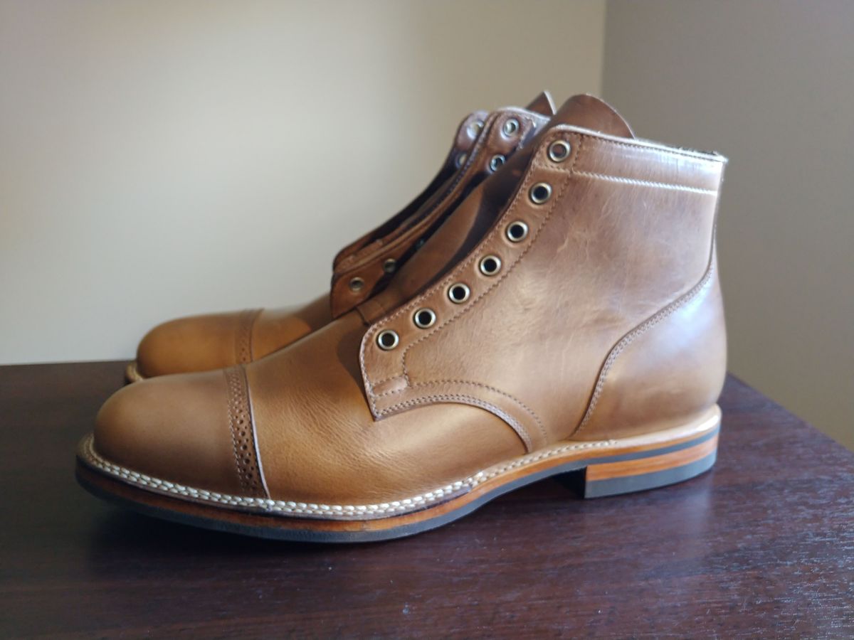 Photo by patinathunderdome on October 4, 2021 of the Viberg Service Boot in Horween Natural Chromexcel.