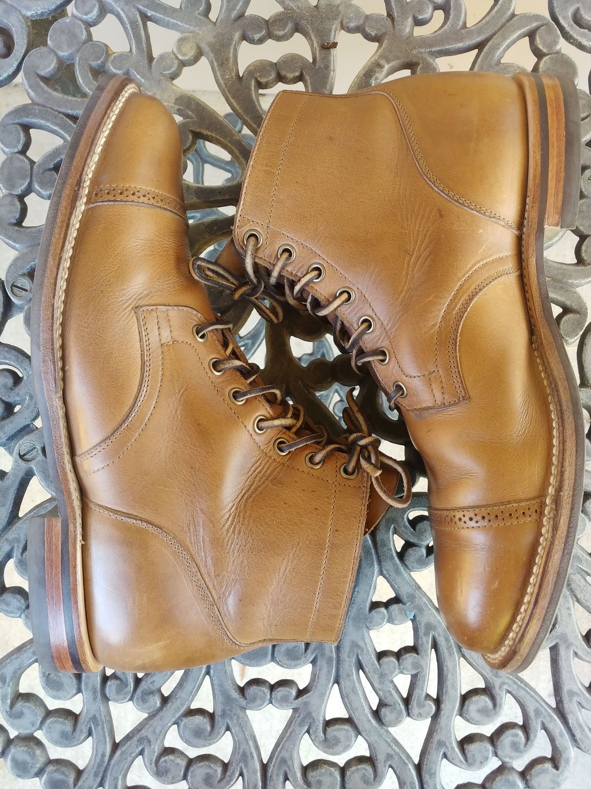 Photo by patinathunderdome on December 1, 2021 of the Viberg Service Boot in Horween Natural Chromexcel.