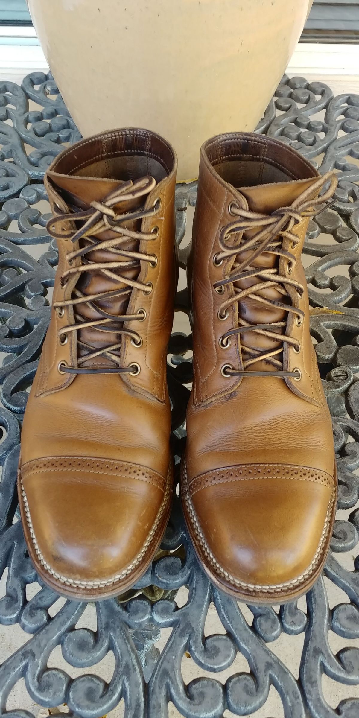 Photo by patinathunderdome on December 1, 2021 of the Viberg Service Boot in Horween Natural Chromexcel.