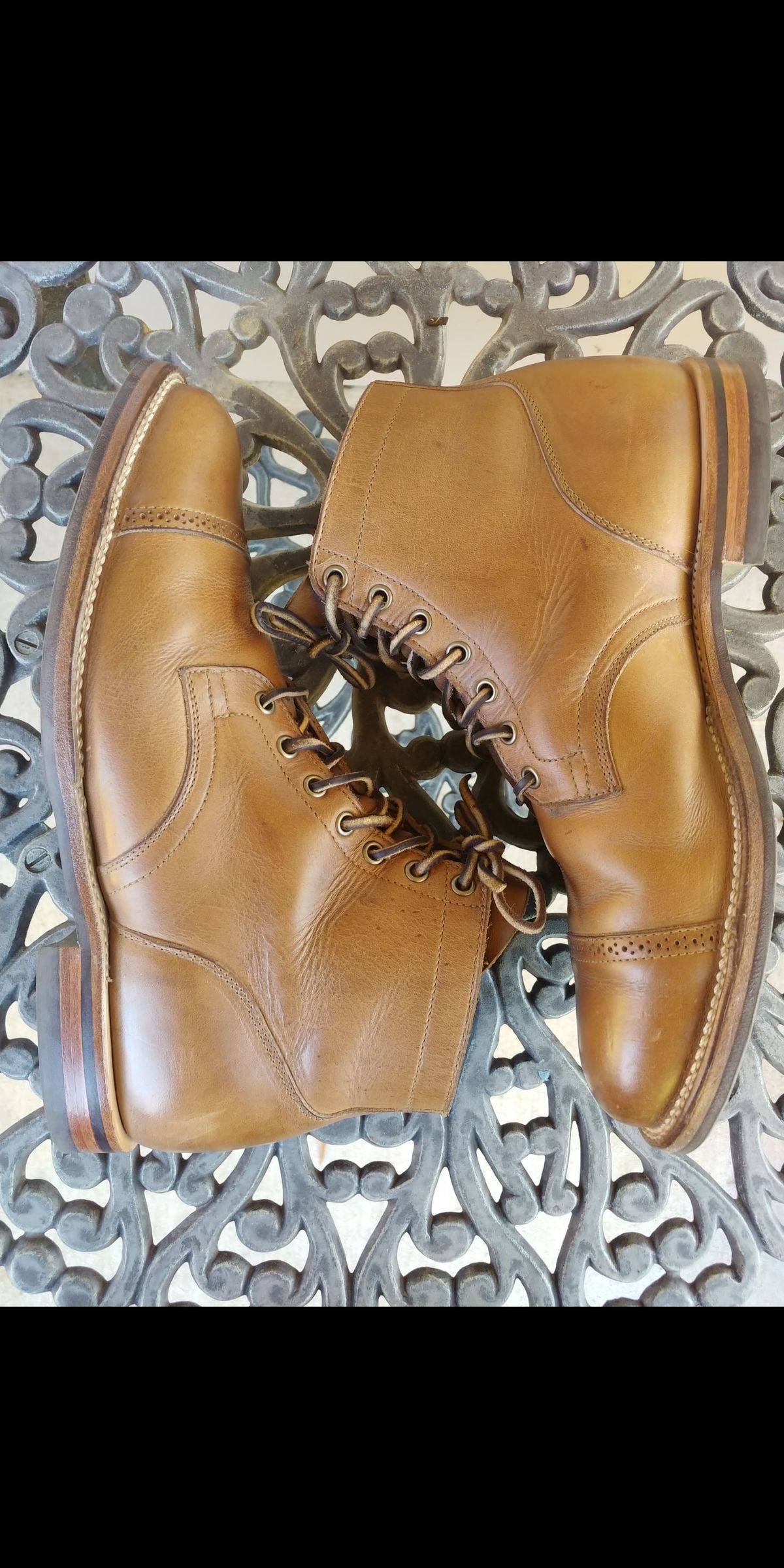 Photo by patinathunderdome on December 1, 2021 of the Viberg Service Boot in Horween Natural Chromexcel.
