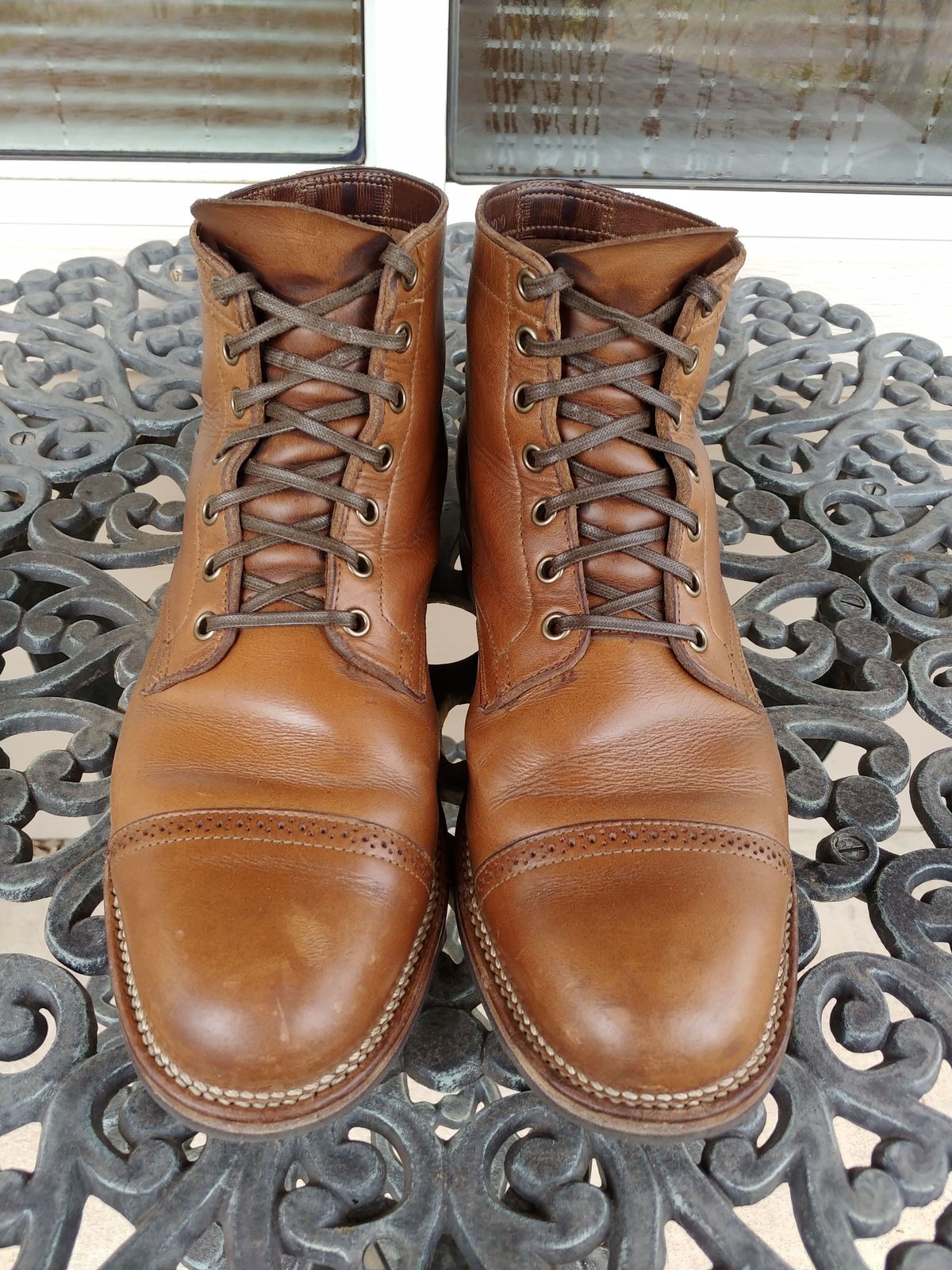 Photo by patinathunderdome on January 1, 2022 of the Viberg Service Boot in Horween Natural Chromexcel.