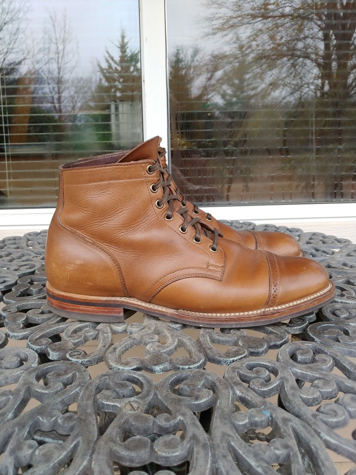 Photo by patinathunderdome on January 1, 2022 of the Viberg Service Boot in Horween Natural Chromexcel.