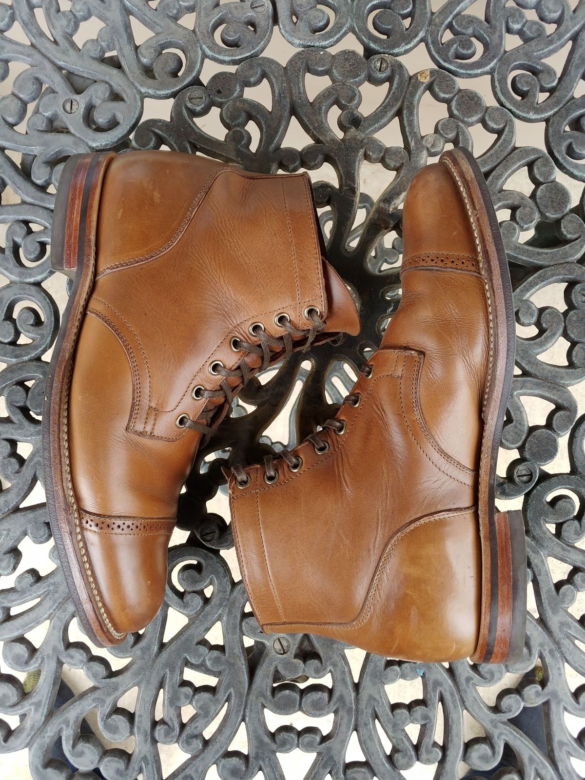 Photo by patinathunderdome on January 1, 2022 of the Viberg Service Boot in Horween Natural Chromexcel.