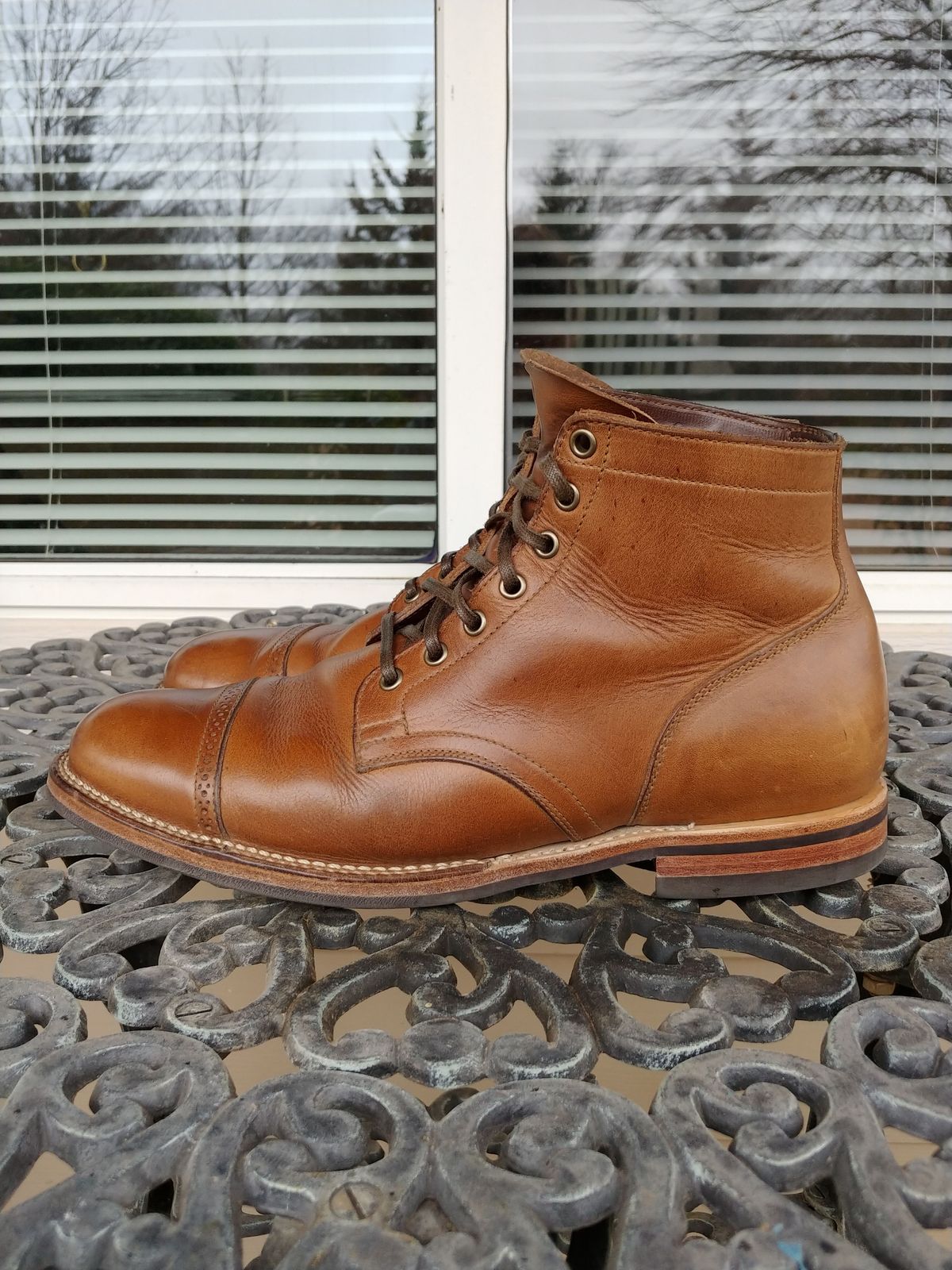 Photo by patinathunderdome on February 2, 2022 of the Viberg Service Boot in Horween Natural Chromexcel.