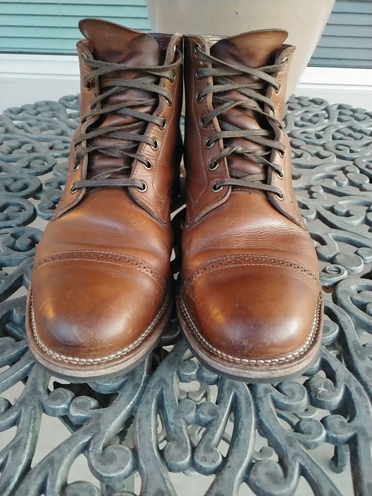 Photo by patinathunderdome on April 4, 2022 of the Viberg Service Boot in Horween Natural Chromexcel.