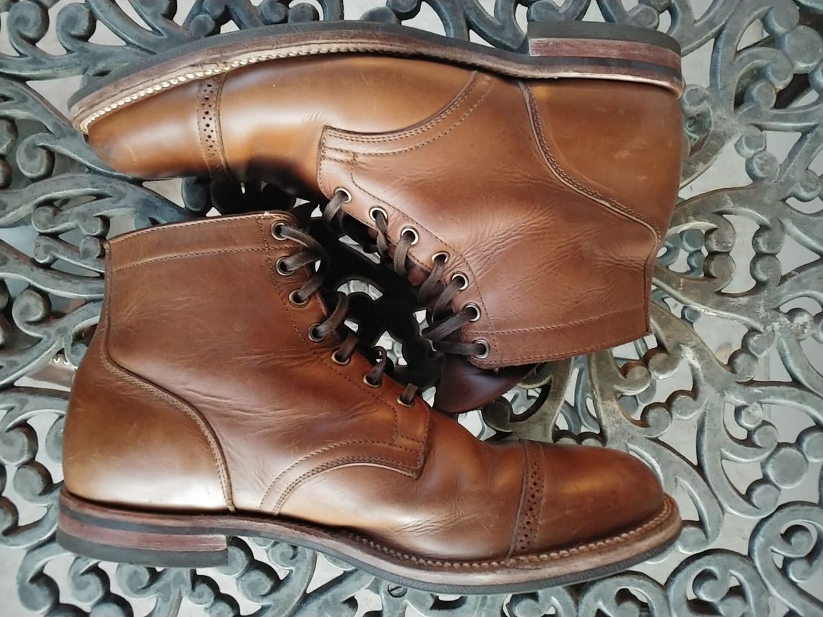 Photo by patinathunderdome on April 4, 2022 of the Viberg Service Boot in Horween Natural Chromexcel.