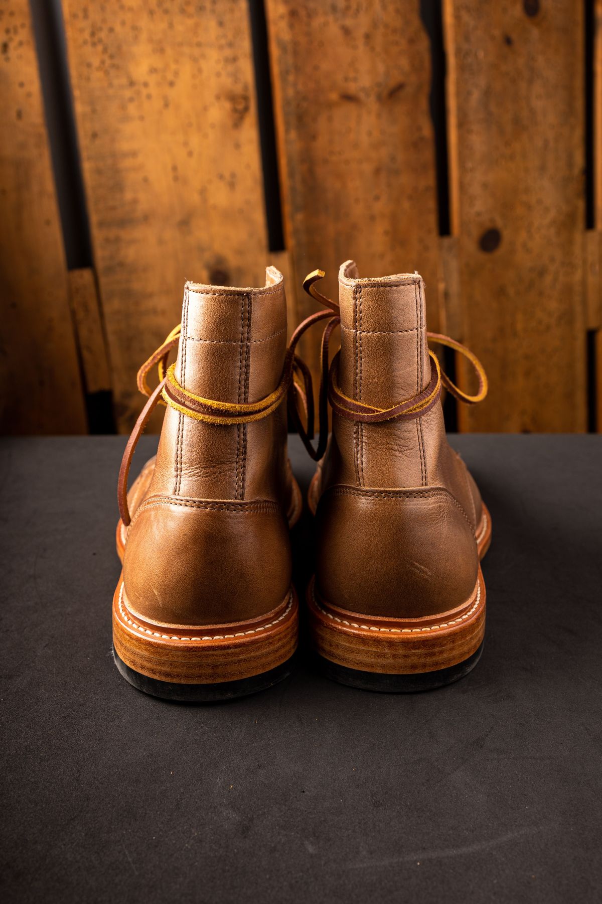 Photo by patinathunderdome on October 1, 2021 of the Oak Street Bootmakers Trench Boot in Horween Natural Chromexcel.