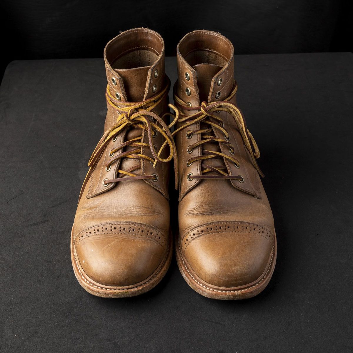 Photo by patinathunderdome on November 4, 2021 of the Oak Street Bootmakers Trench Boot in Horween Natural Chromexcel.