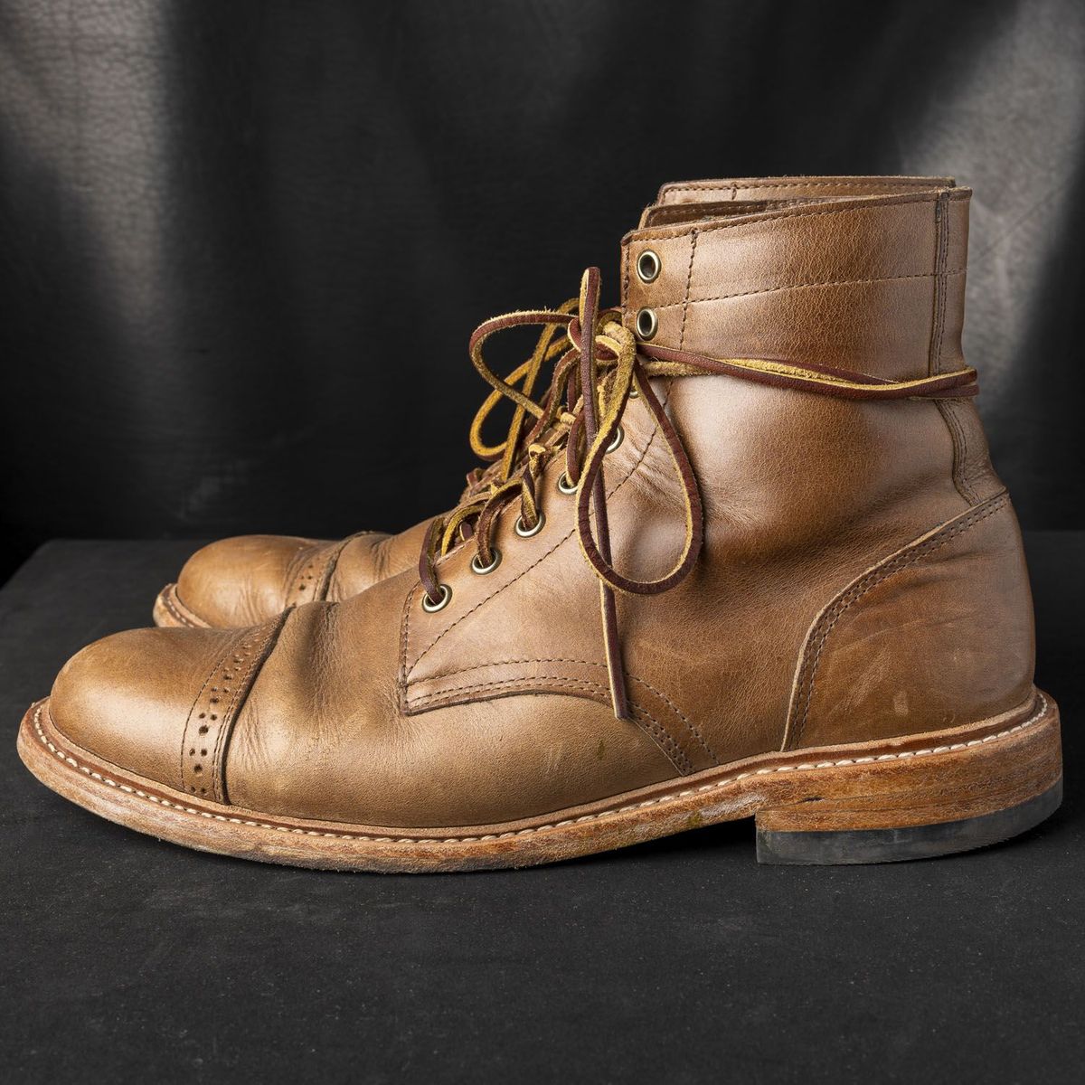 Photo by patinathunderdome on November 4, 2021 of the Oak Street Bootmakers Trench Boot in Horween Natural Chromexcel.