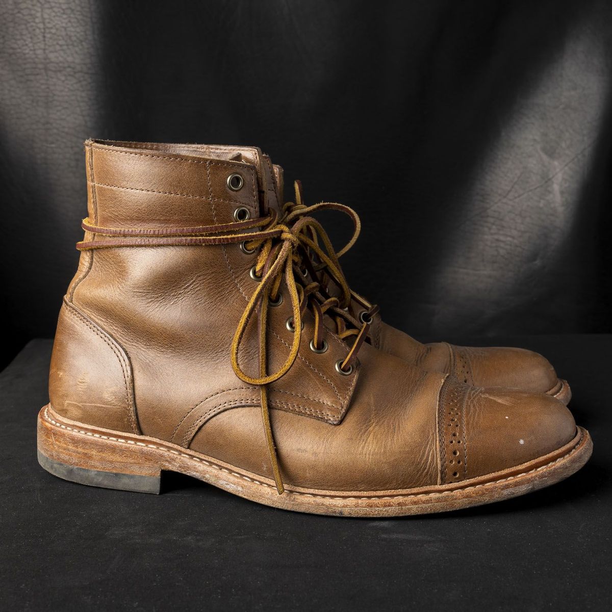 Photo by patinathunderdome on November 4, 2021 of the Oak Street Bootmakers Trench Boot in Horween Natural Chromexcel.