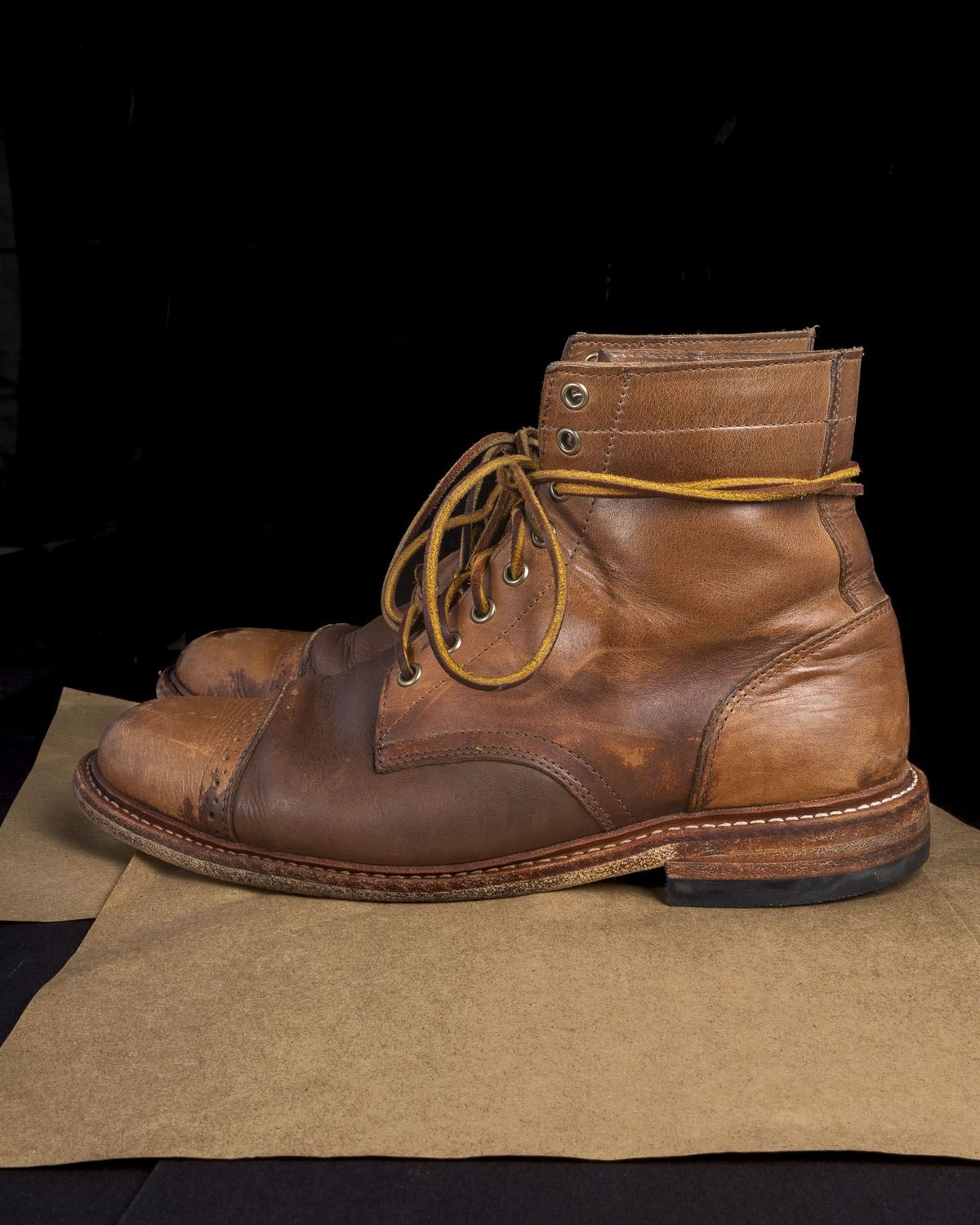 Photo by patinathunderdome on February 2, 2022 of the Oak Street Bootmakers Trench Boot in Horween Natural Chromexcel.