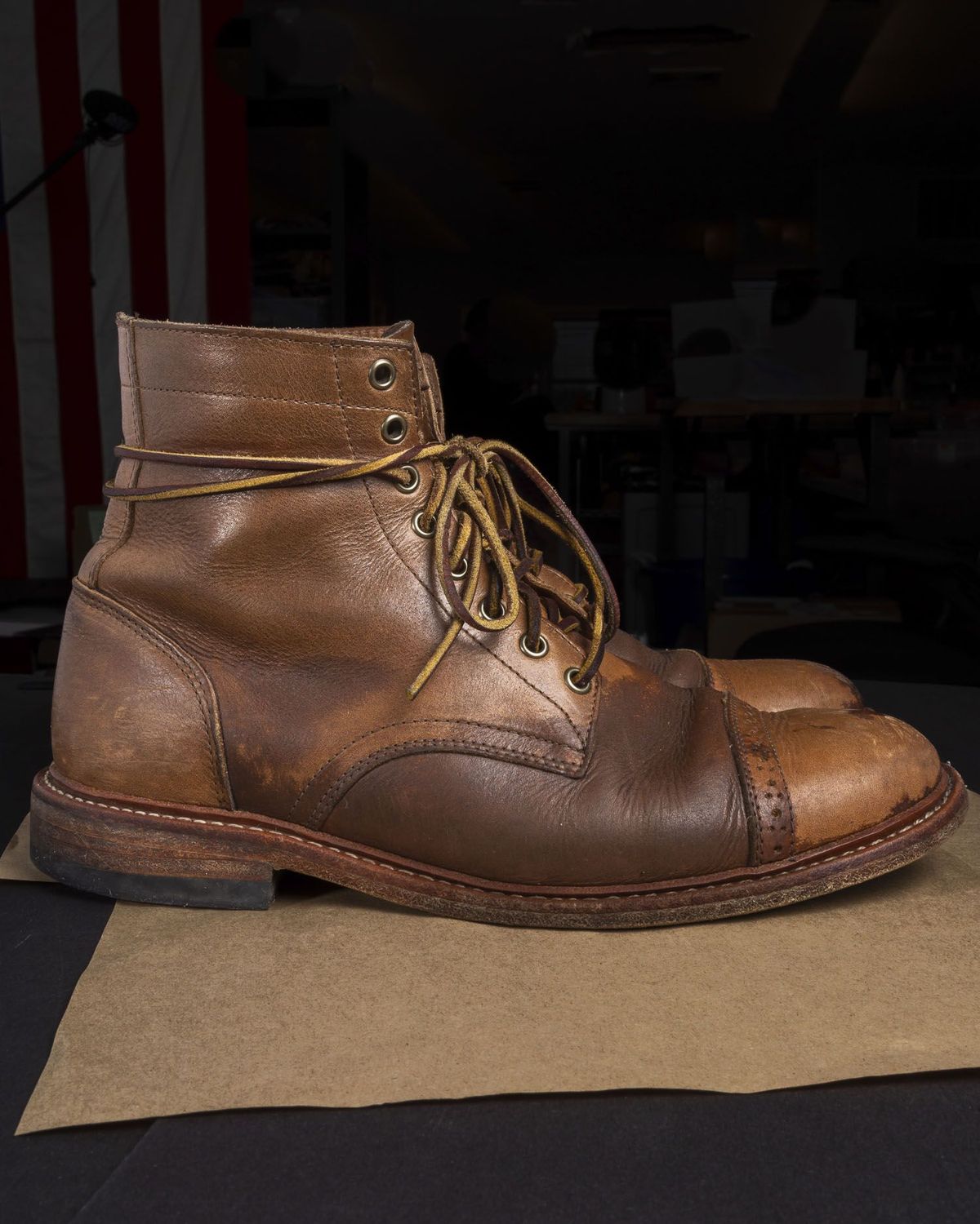 Photo by patinathunderdome on February 2, 2022 of the Oak Street Bootmakers Trench Boot in Horween Natural Chromexcel.