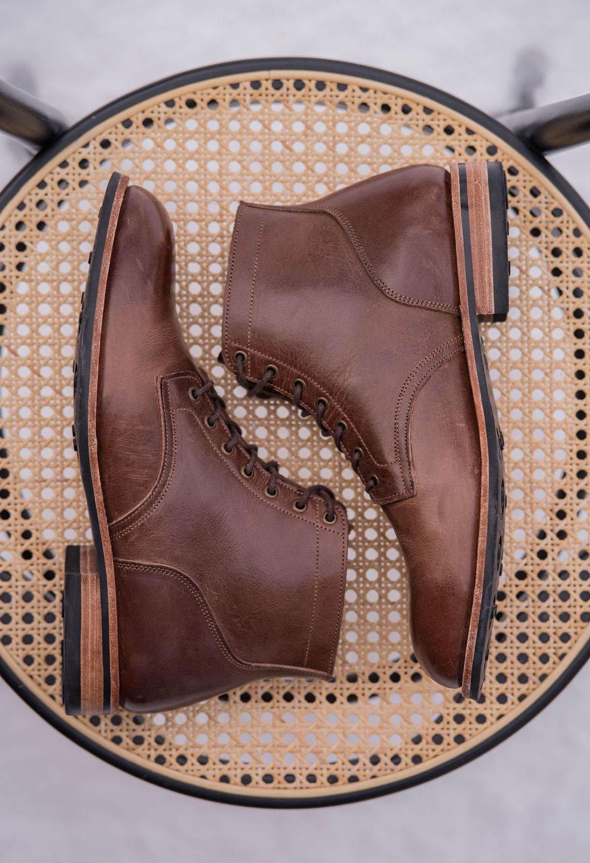 Photo by patinathunderdome on December 3, 2021 of the Midas Service Boot in Indonesian Dark Brown Pull Up.