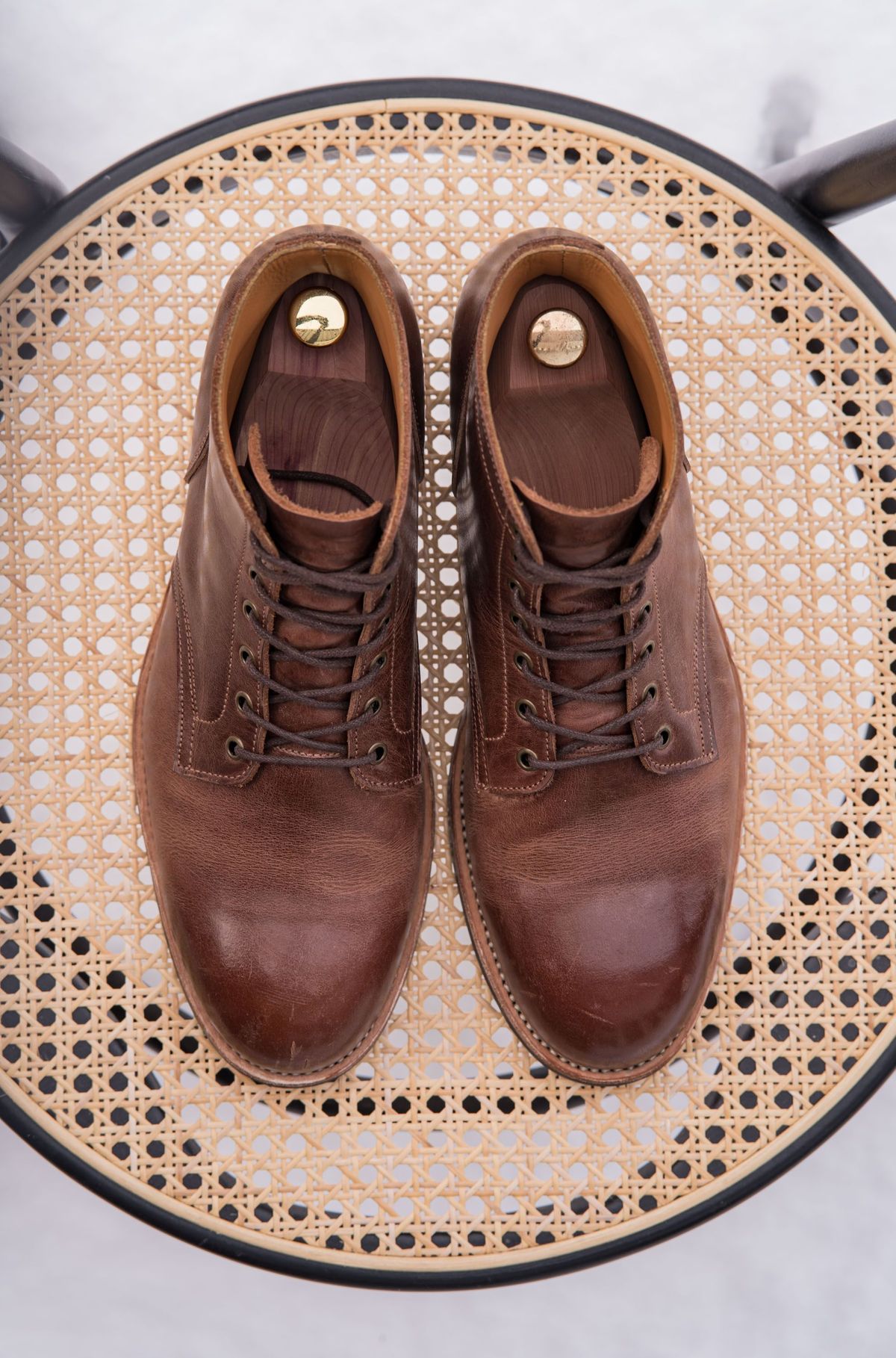 Photo by patinathunderdome on December 3, 2021 of the Midas Service Boot in Indonesian Dark Brown Pull Up.