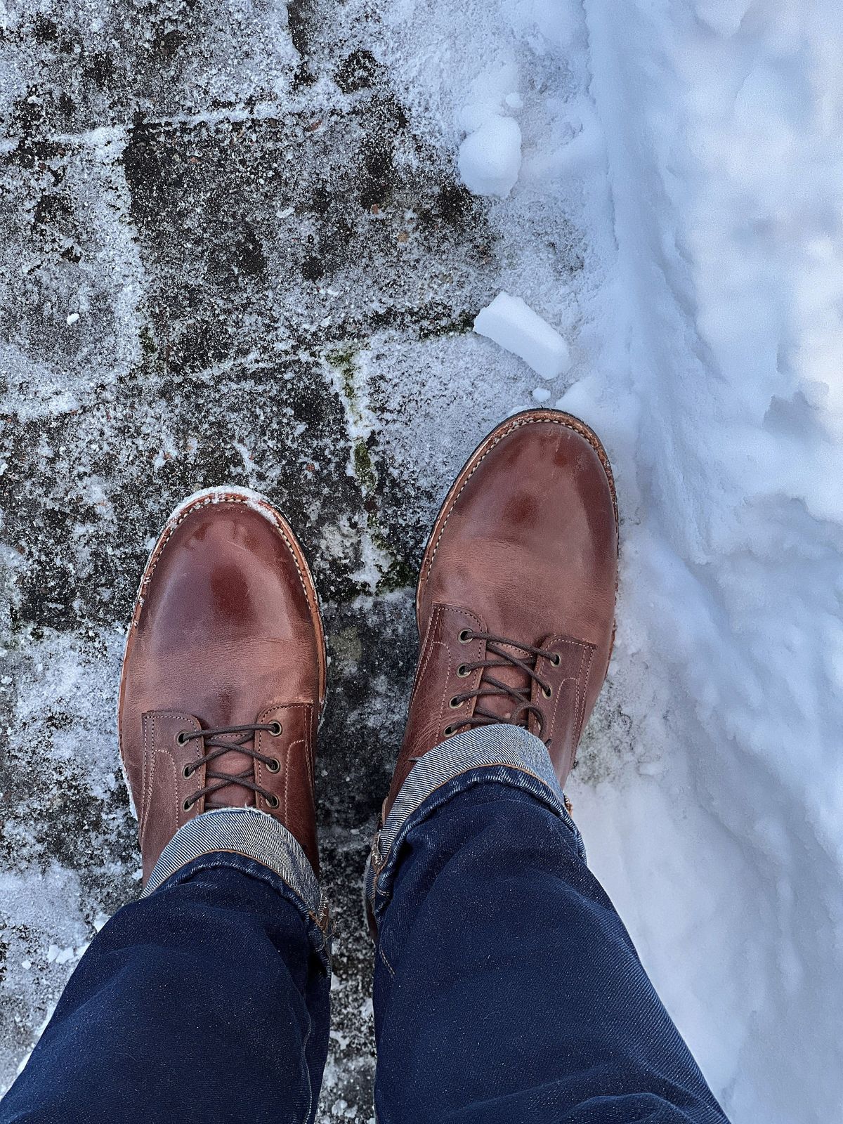 Photo by patinathunderdome on December 3, 2021 of the Midas Service Boot in Indonesian Dark Brown Pull Up.