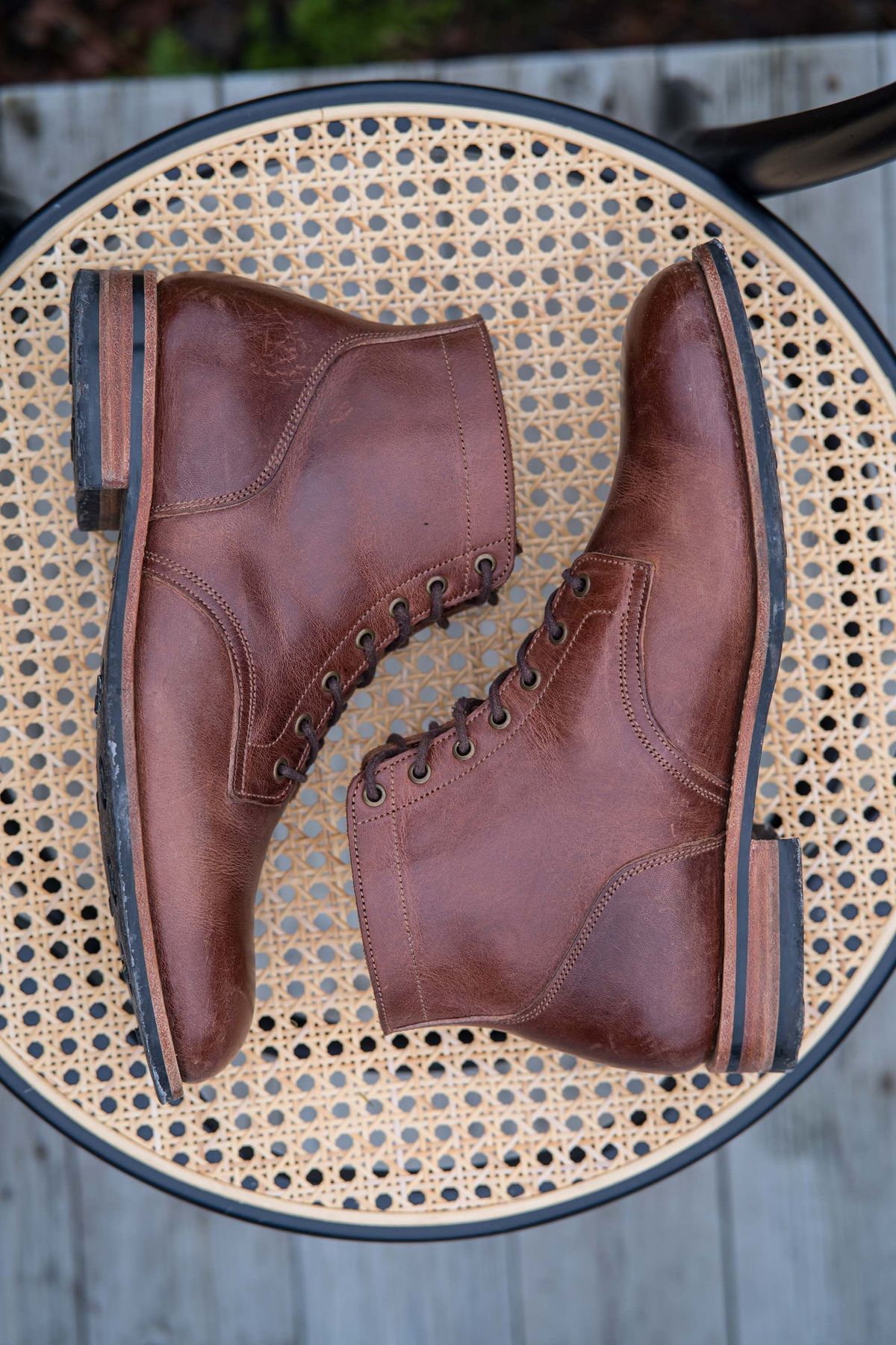 Photo by patinathunderdome on January 2, 2022 of the Midas Service Boot in Indonesian Dark Brown Pull Up.