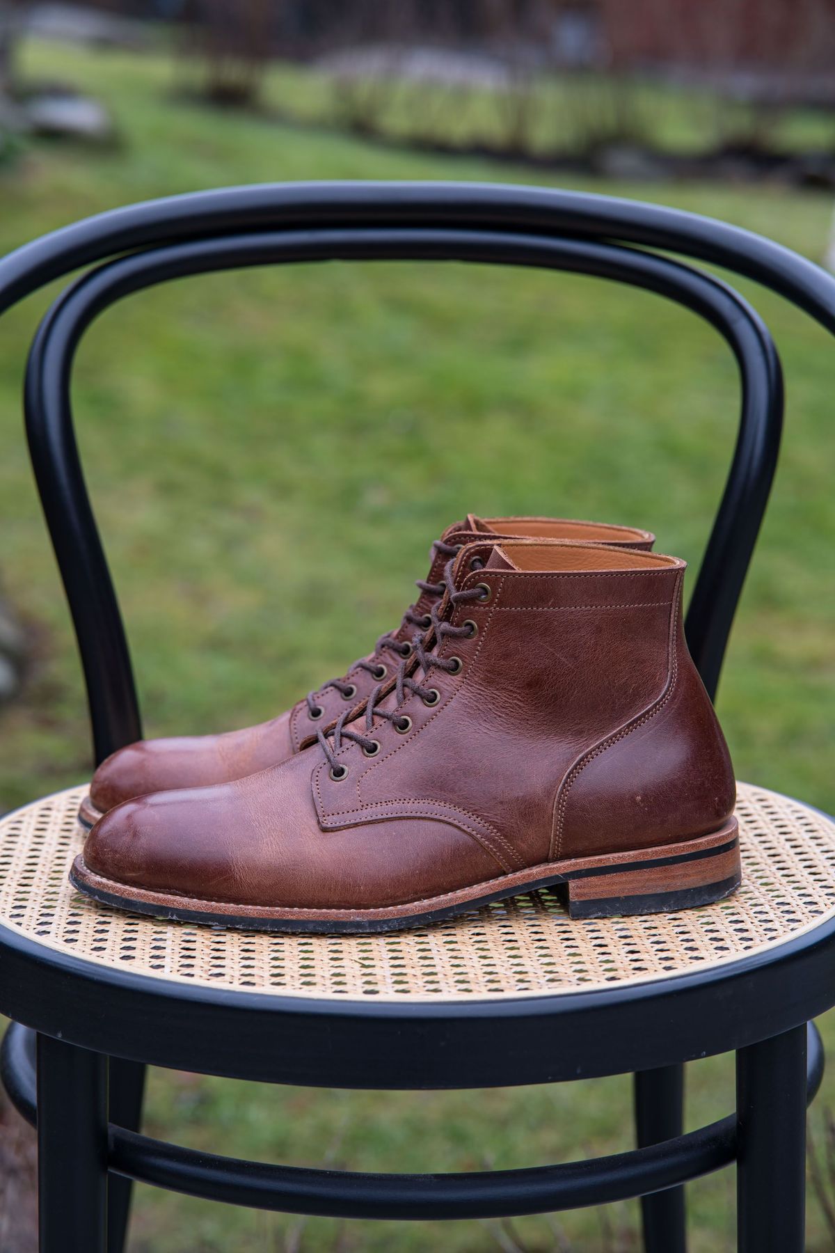 Photo by patinathunderdome on January 2, 2022 of the Midas Service Boot in Indonesian Dark Brown Pull Up.