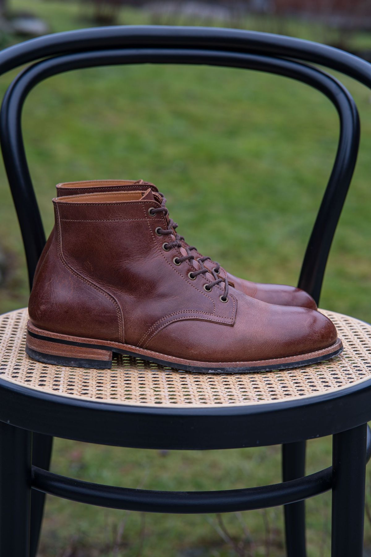 Photo by patinathunderdome on January 2, 2022 of the Midas Service Boot in Indonesian Dark Brown Pull Up.