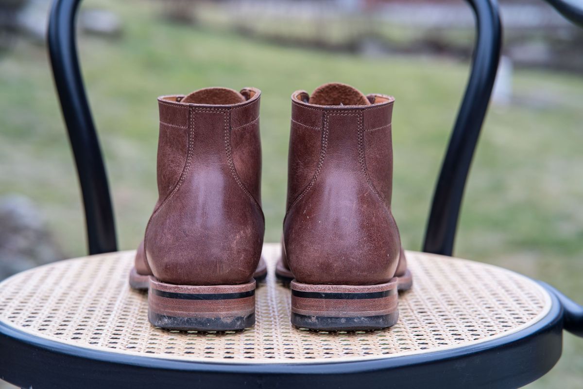 Photo by patinathunderdome on February 1, 2022 of the Midas Service Boot in Indonesian Dark Brown Pull Up.