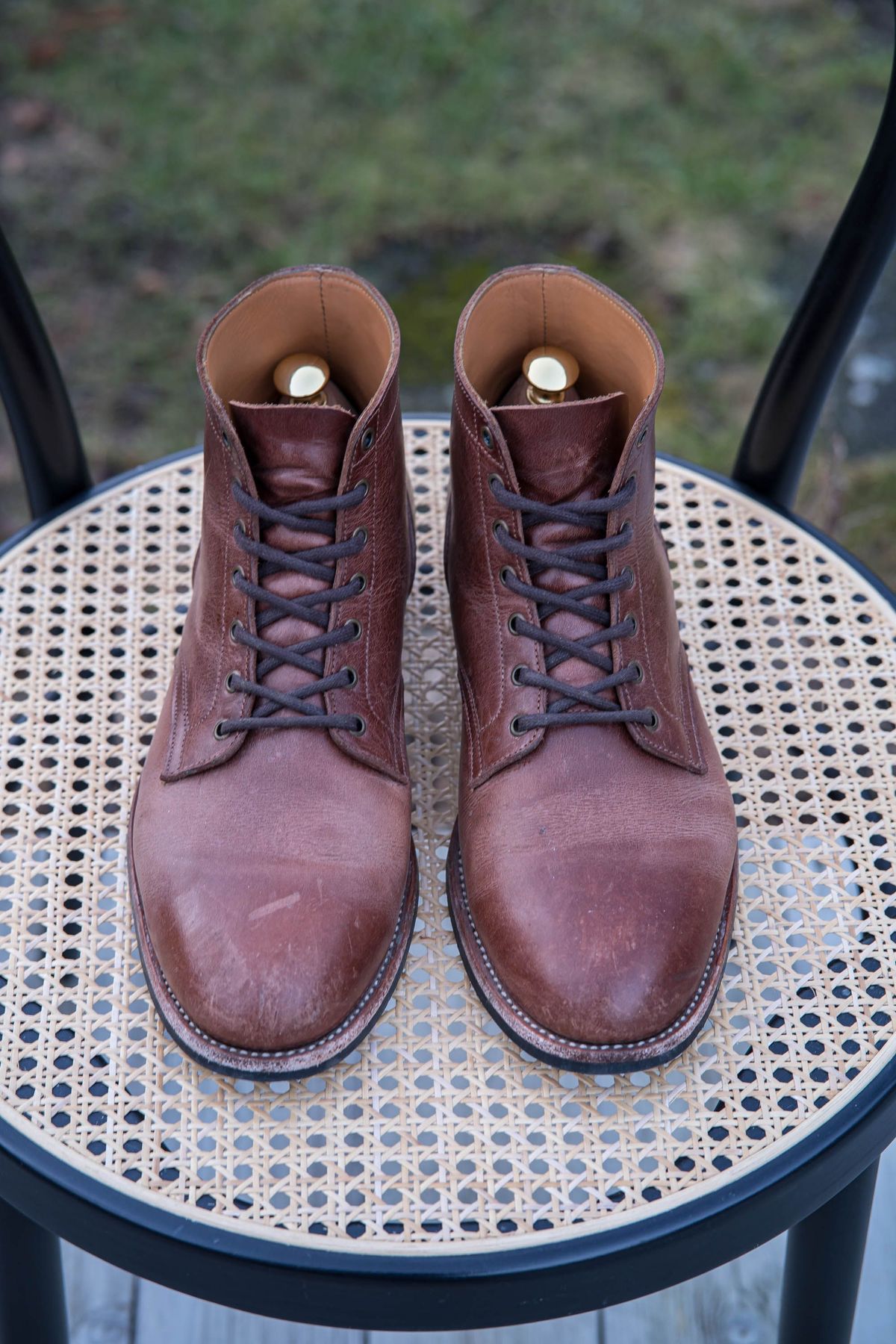 Photo by patinathunderdome on March 3, 2022 of the Midas Service Boot in Indonesian Dark Brown Pull Up.