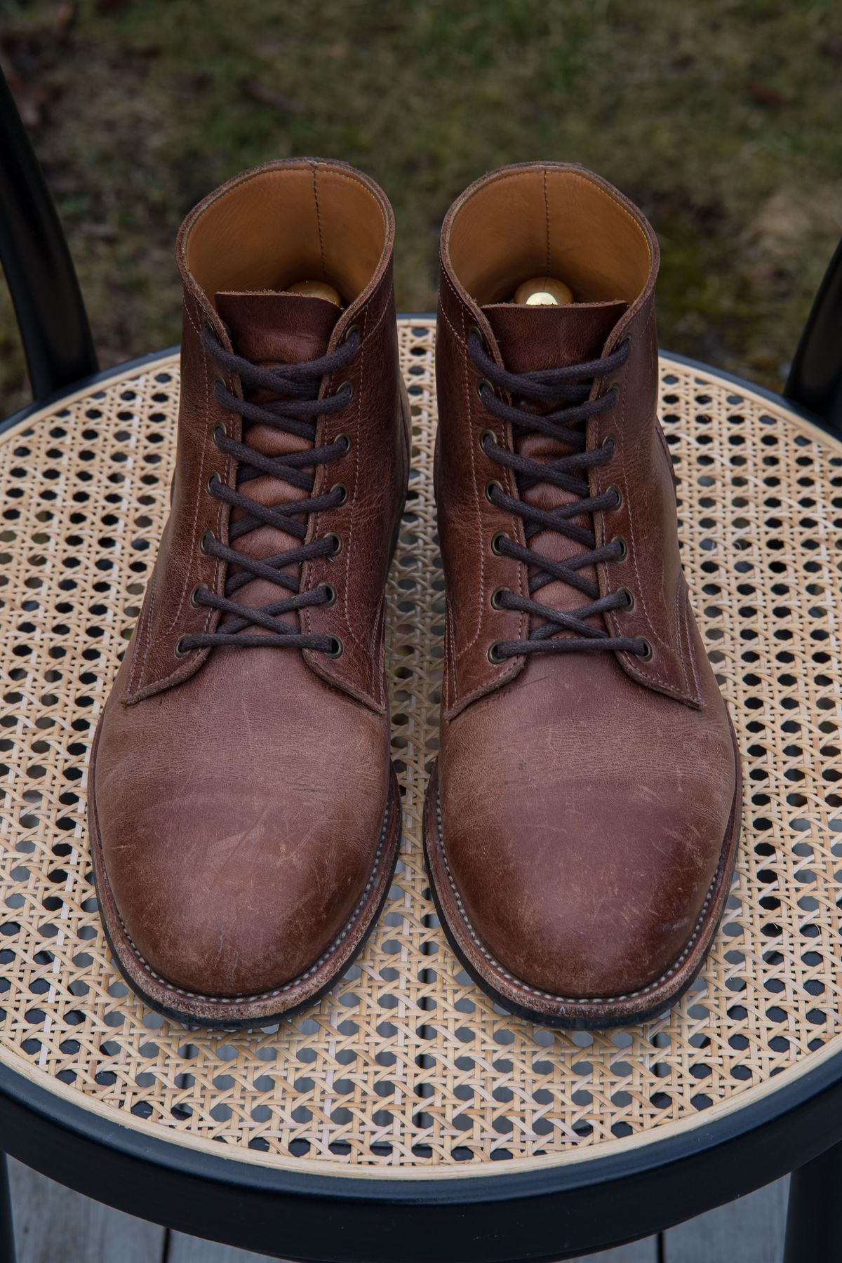 Photo by patinathunderdome on April 4, 2022 of the Midas Service Boot in Indonesian Dark Brown Pull Up.