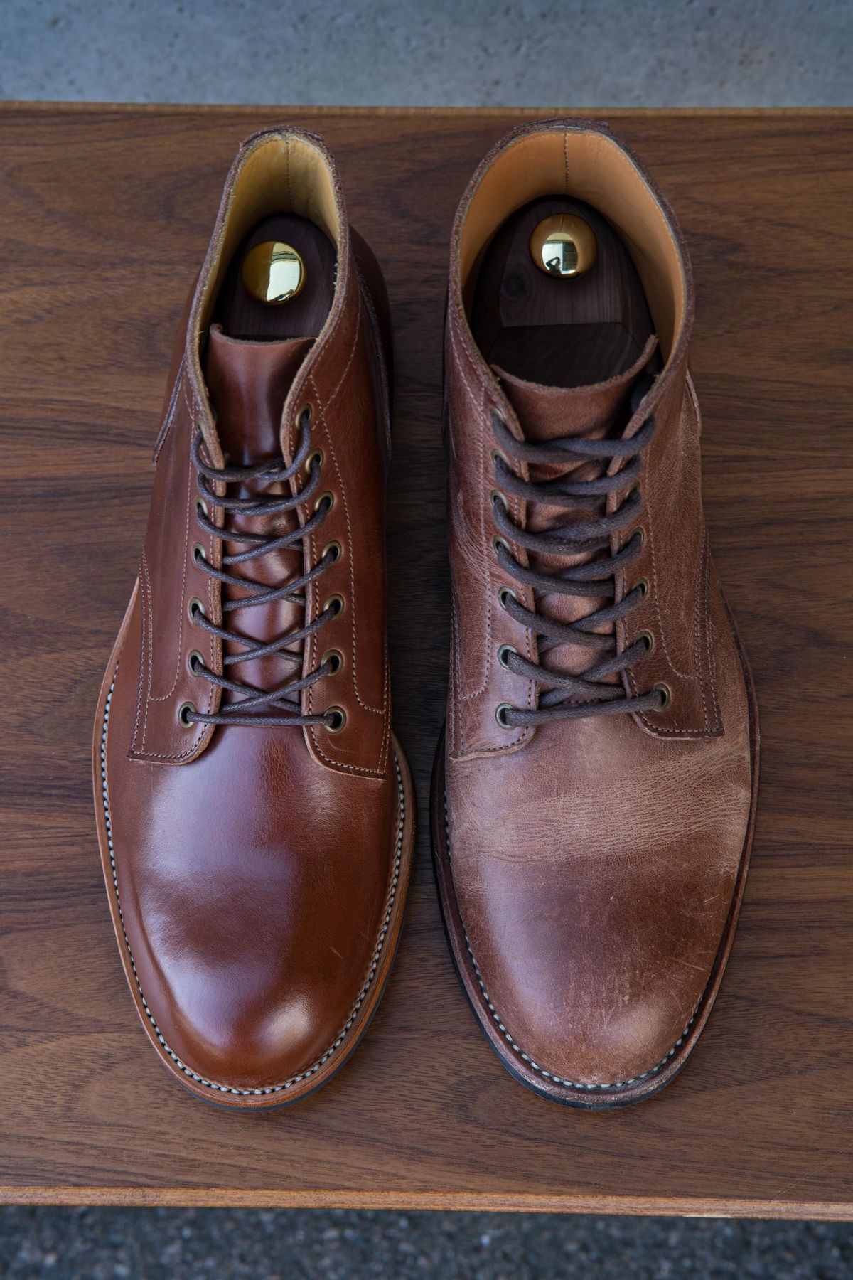 Photo by patinathunderdome on May 5, 2022 of the Midas Service Boot in Indonesian Dark Brown Pull Up.