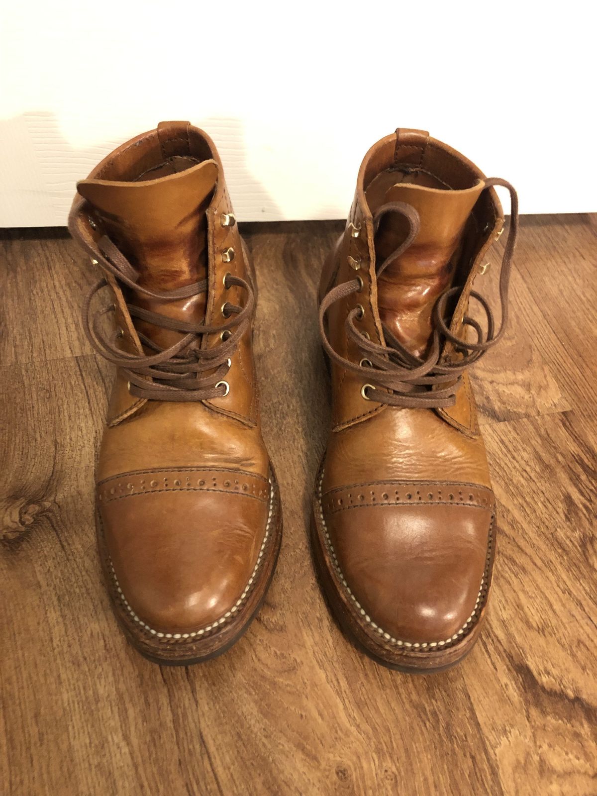 Photo by patinathunderdome on February 6, 2022 of the Santalum Service Boot in Tarnsjo Garveri Brown Veg-Tanned Tooling.