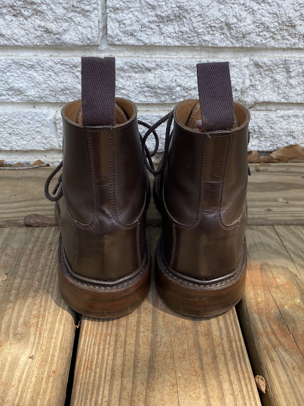 Photo by patinathunderdome on April 1, 2022 of the Tricker's Burford Plain Derby Boot in Espresso Burnished Calf.