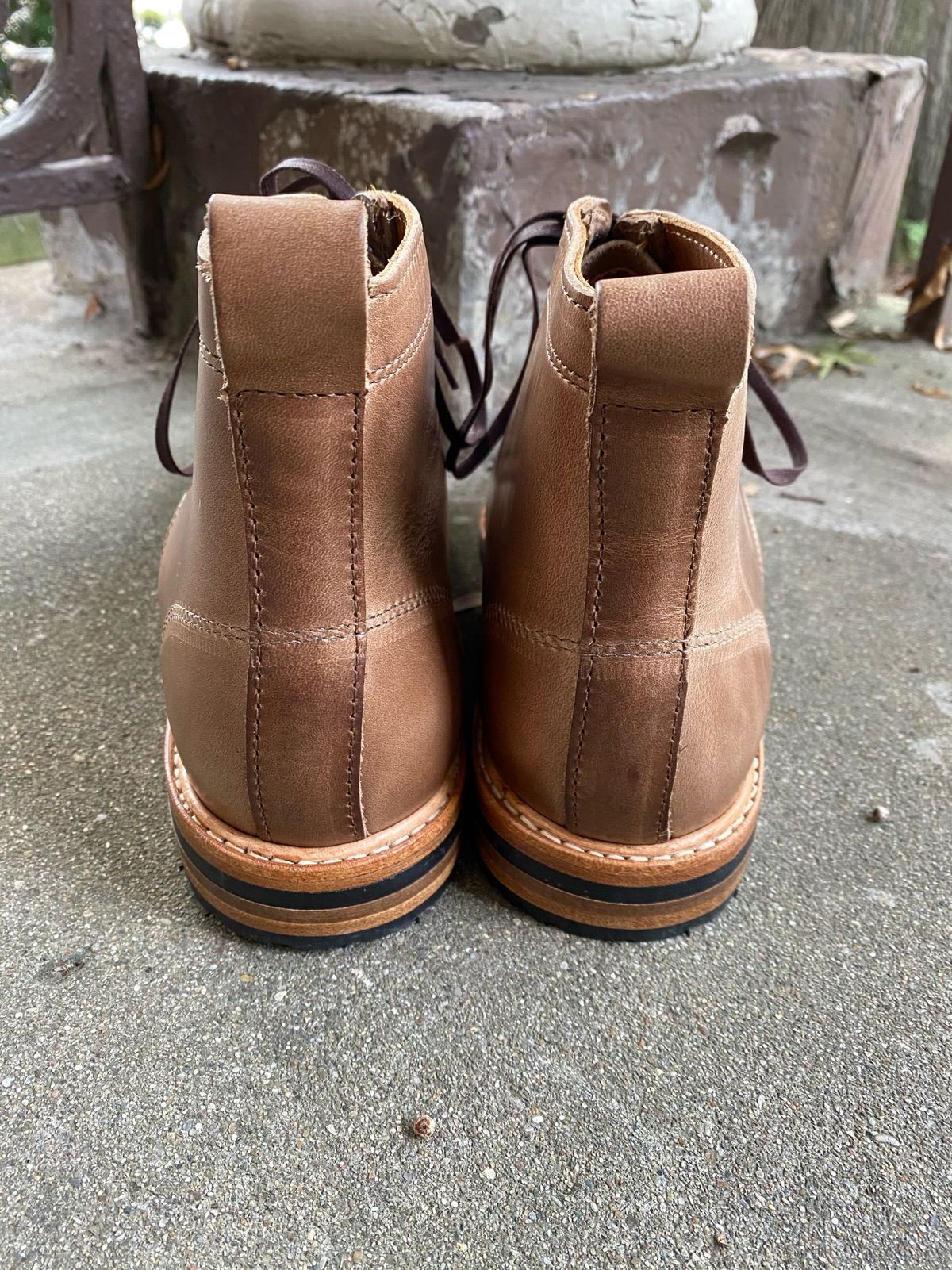 Photo by patinathunderdome on September 30, 2021 of the Rancourt & Co. Byron Boot in Horween Natural Chromexcel.