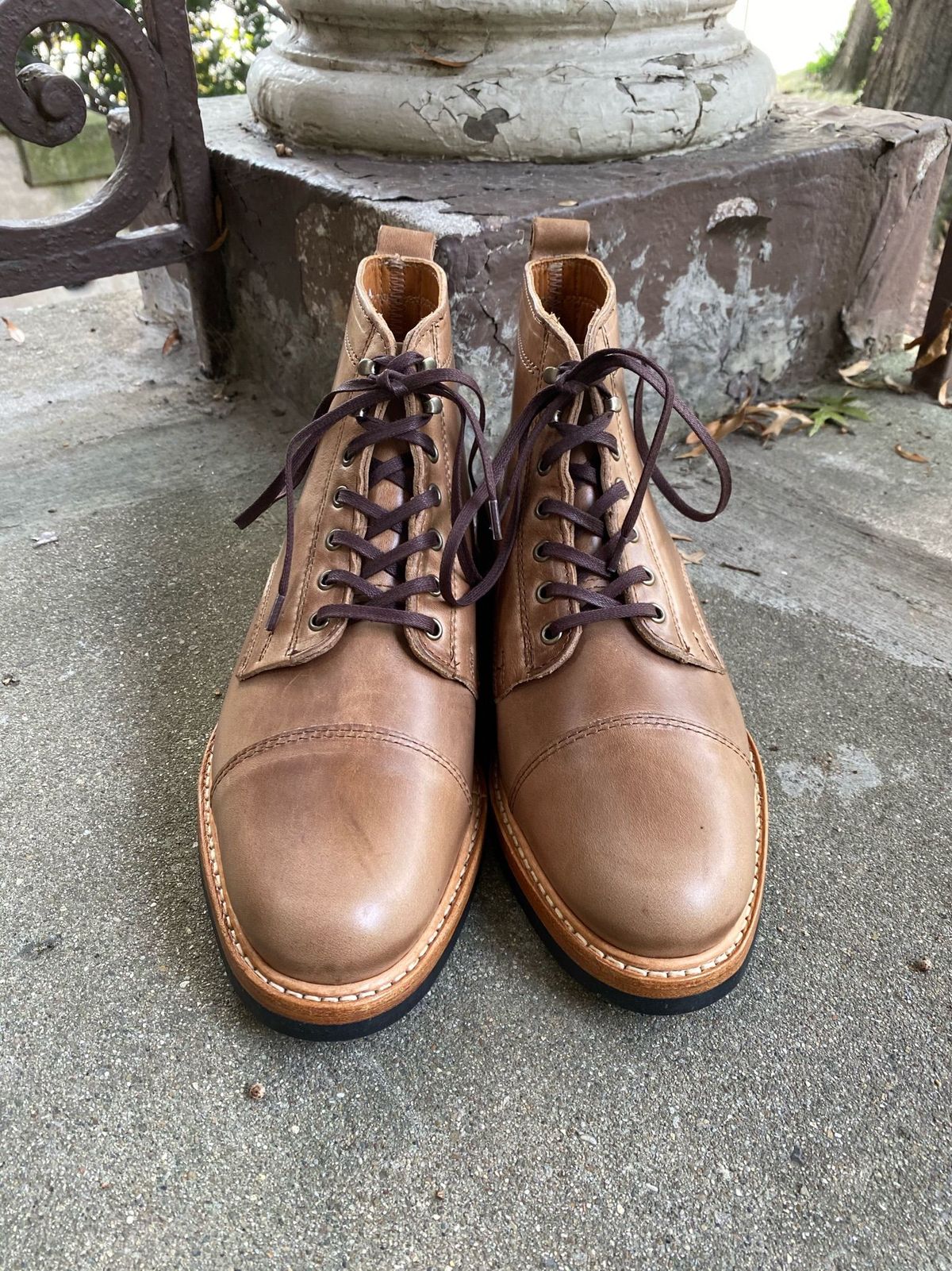Photo by patinathunderdome on September 30, 2021 of the Rancourt & Co. Byron Boot in Horween Natural Chromexcel.