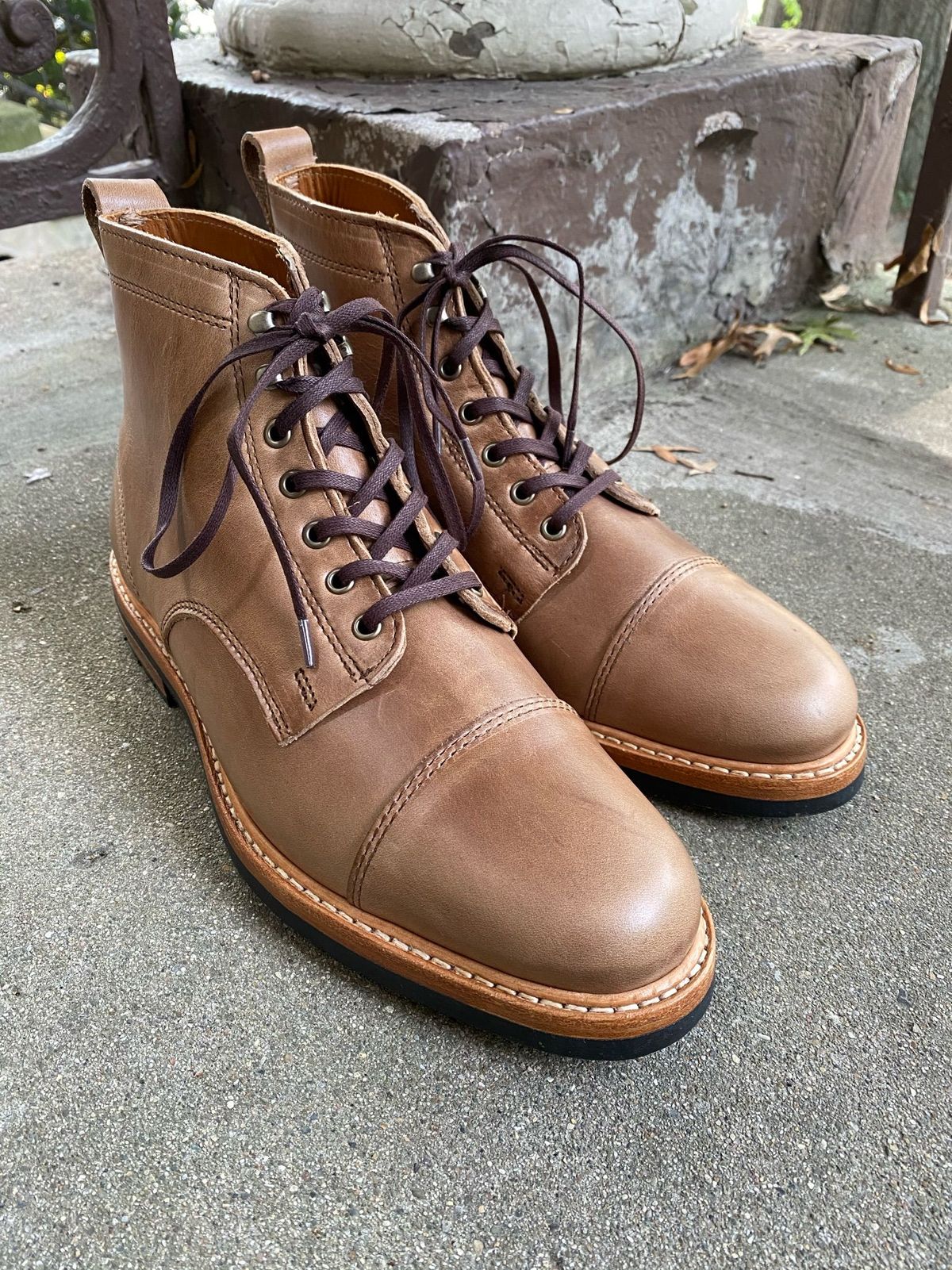 Photo by patinathunderdome on September 30, 2021 of the Rancourt & Co. Byron Boot in Horween Natural Chromexcel.