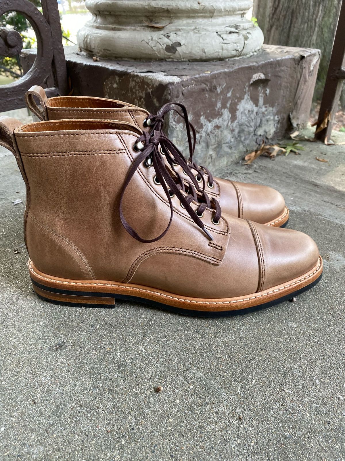 Photo by patinathunderdome on September 30, 2021 of the Rancourt & Co. Byron Boot in Horween Natural Chromexcel.