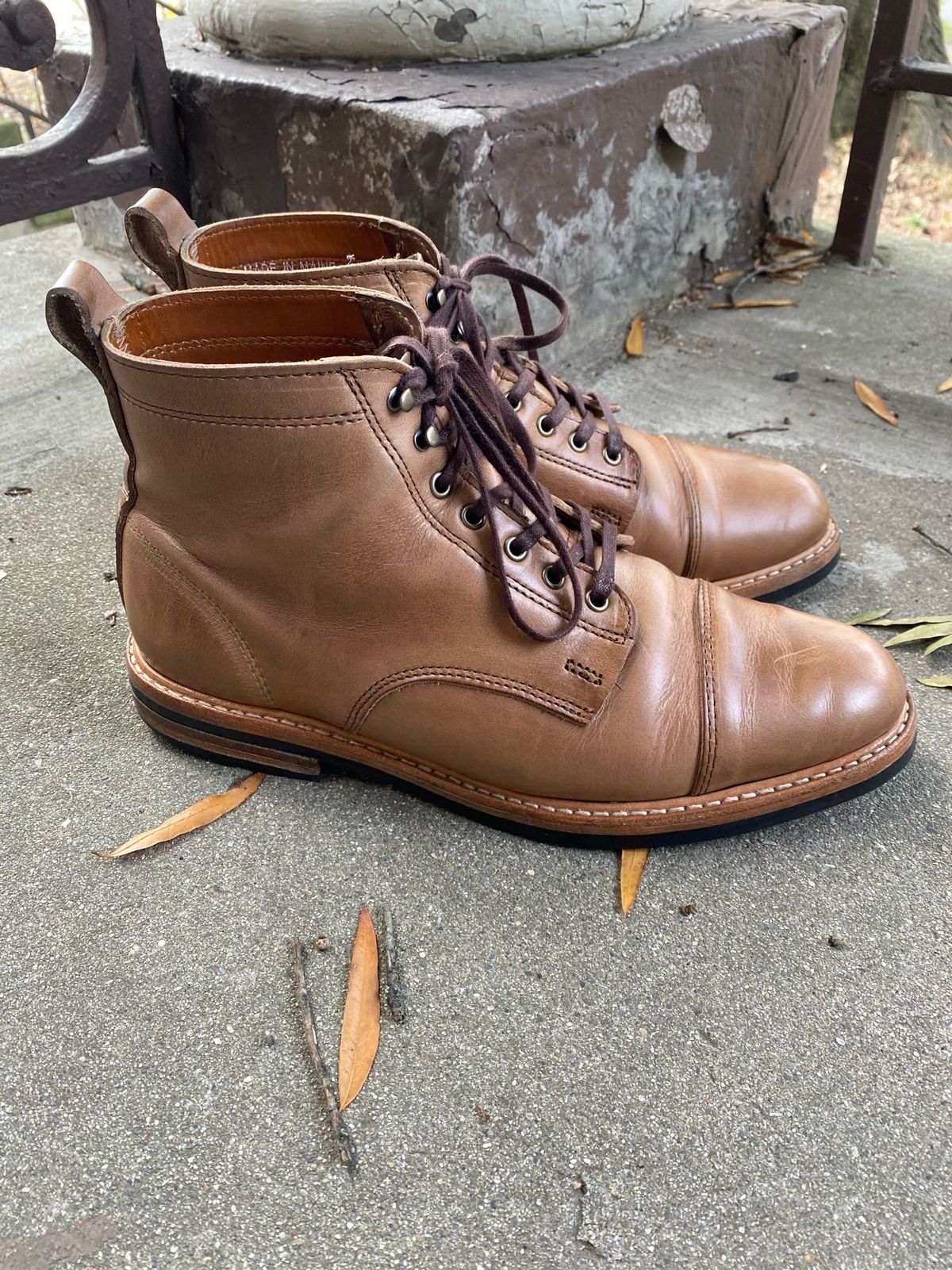 Photo by patinathunderdome on November 1, 2021 of the Rancourt & Co. Byron Boot in Horween Natural Chromexcel.