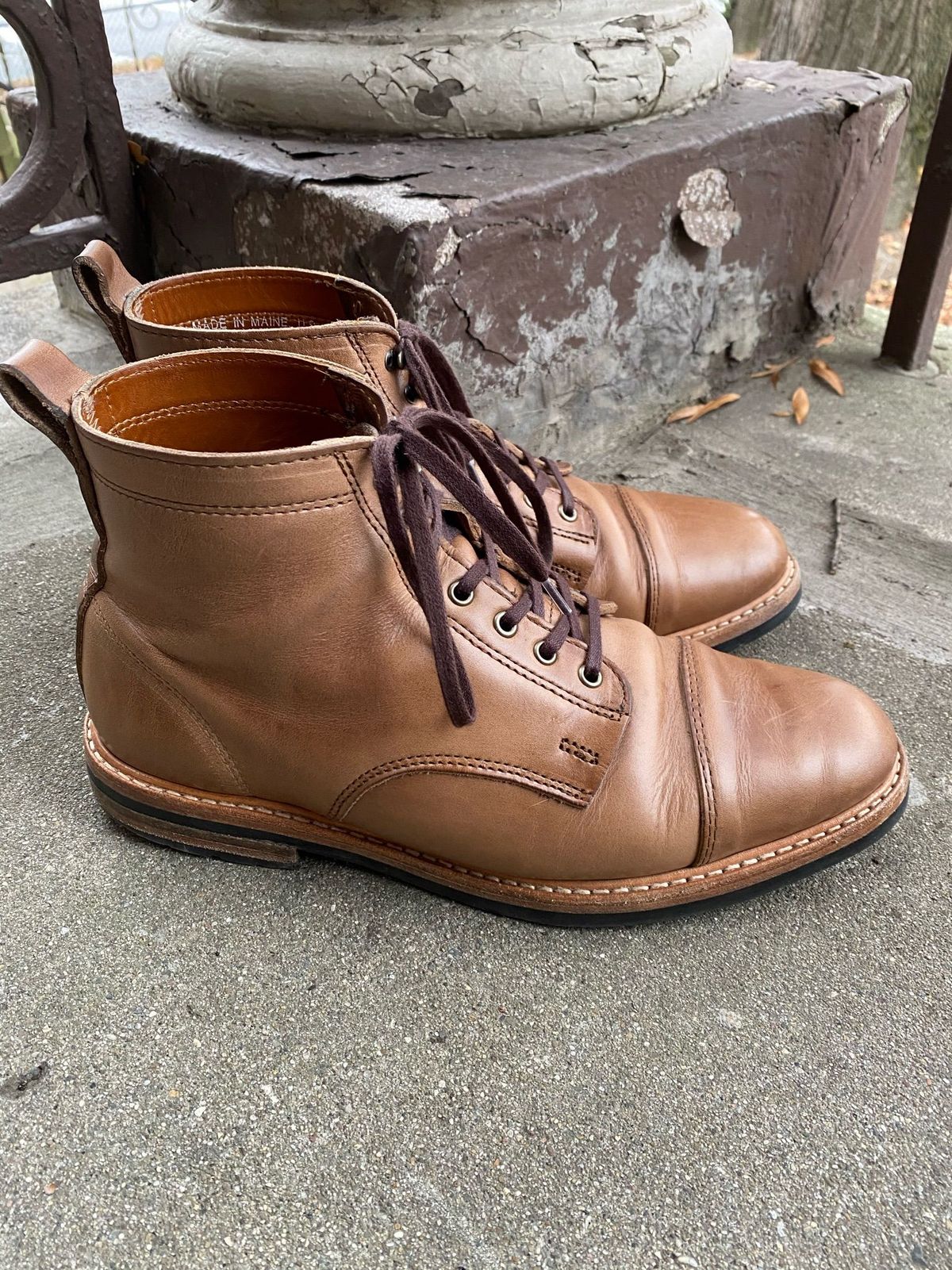 Photo by patinathunderdome on December 1, 2021 of the Rancourt & Co. Byron Boot in Horween Natural Chromexcel.