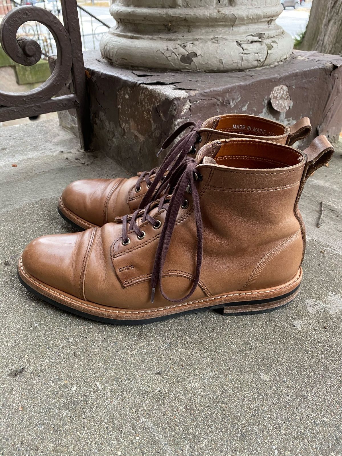Photo by patinathunderdome on December 1, 2021 of the Rancourt & Co. Byron Boot in Horween Natural Chromexcel.