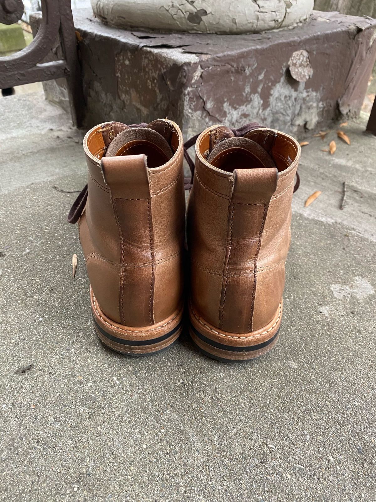 Photo by patinathunderdome on December 1, 2021 of the Rancourt & Co. Byron Boot in Horween Natural Chromexcel.