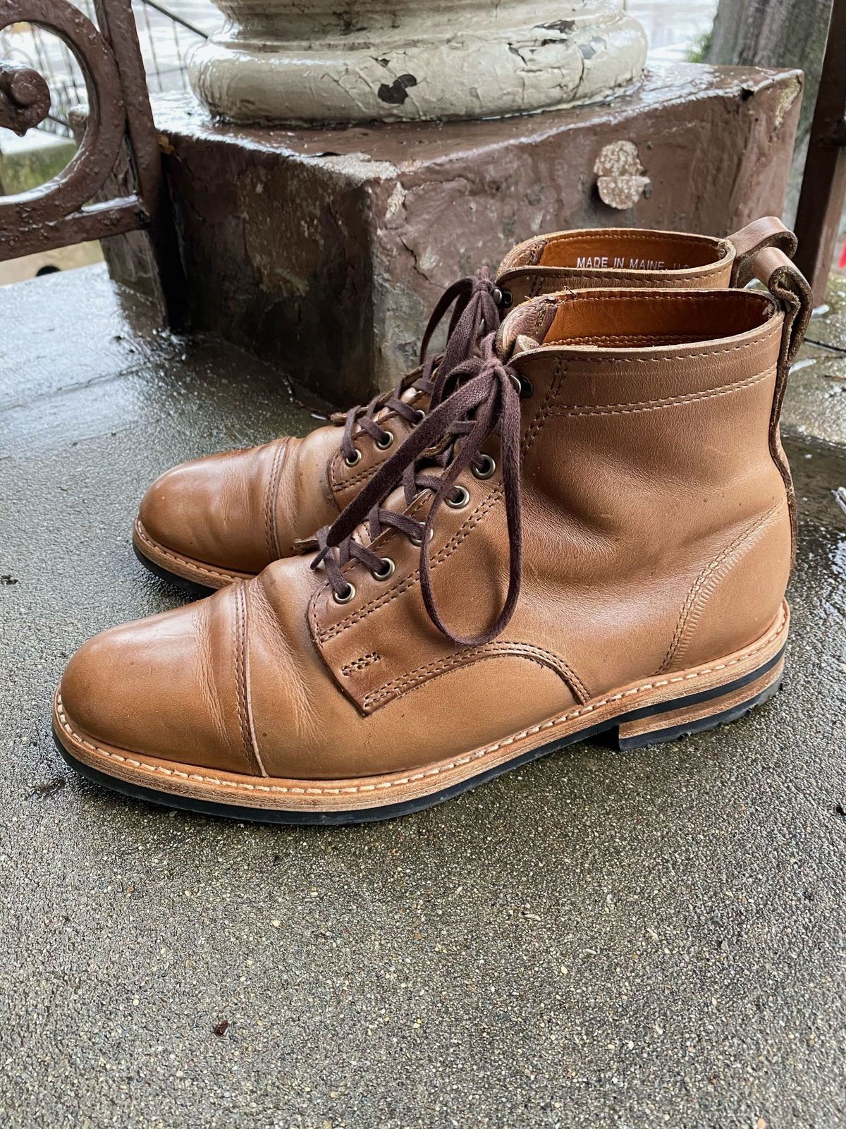 Photo by patinathunderdome on January 1, 2022 of the Rancourt & Co. Byron Boot in Horween Natural Chromexcel.
