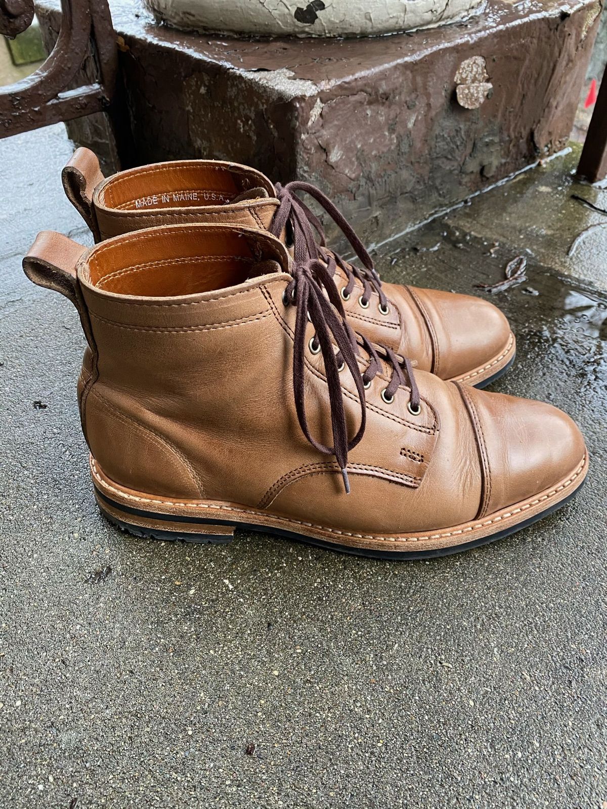 Photo by patinathunderdome on January 1, 2022 of the Rancourt & Co. Byron Boot in Horween Natural Chromexcel.