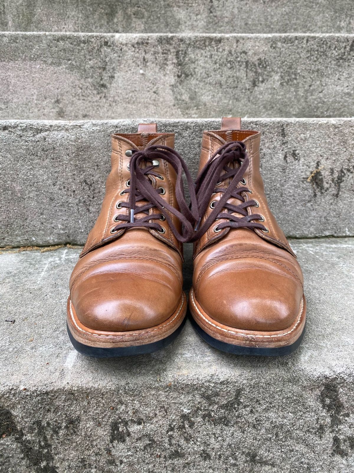 Photo by patinathunderdome on May 1, 2022 of the Rancourt & Co. Byron Boot in Horween Natural Chromexcel.