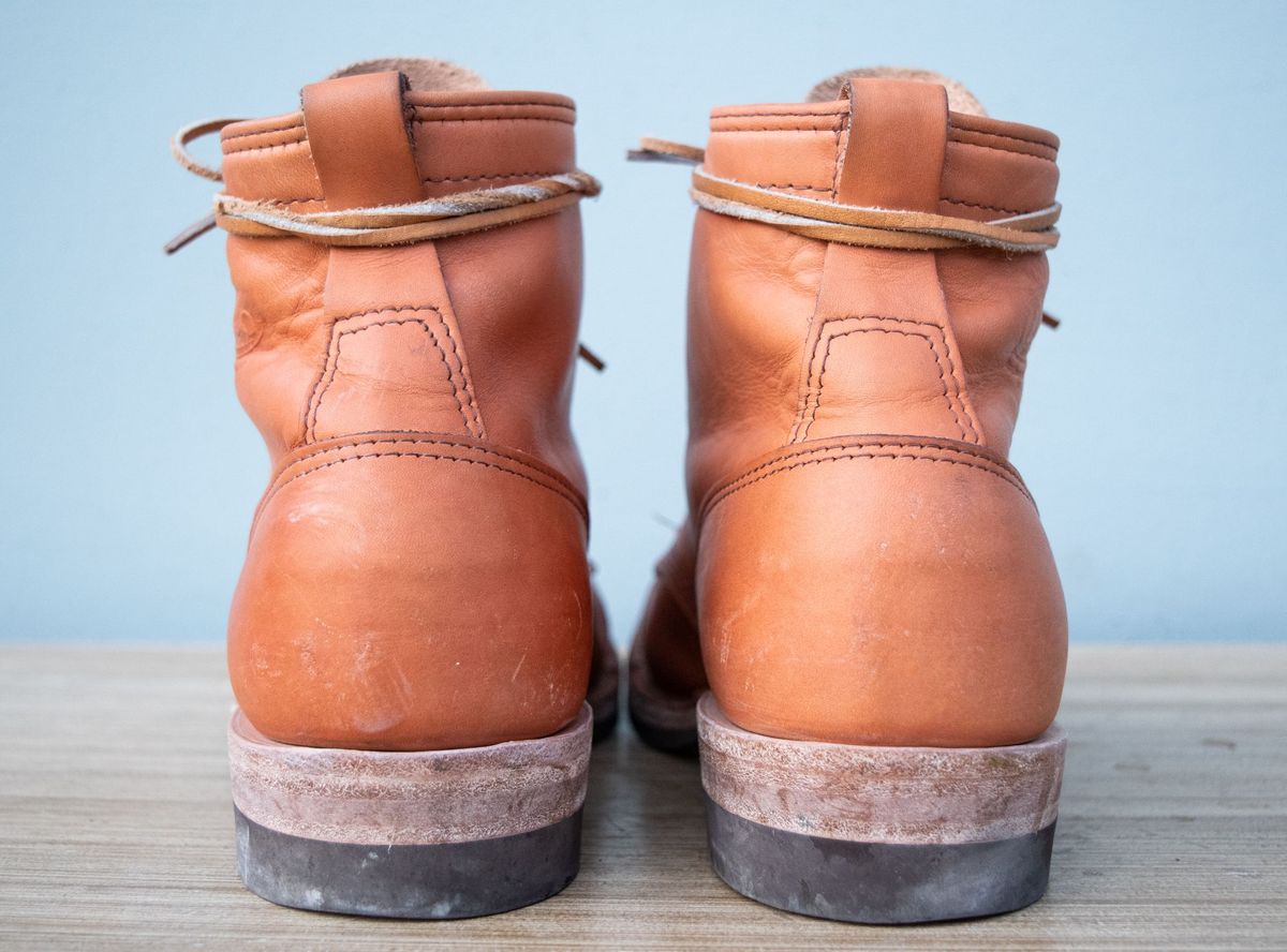 Photo by patinathunderdome on December 6, 2021 of the Wesco Hendrik in Horween Natural Essex.