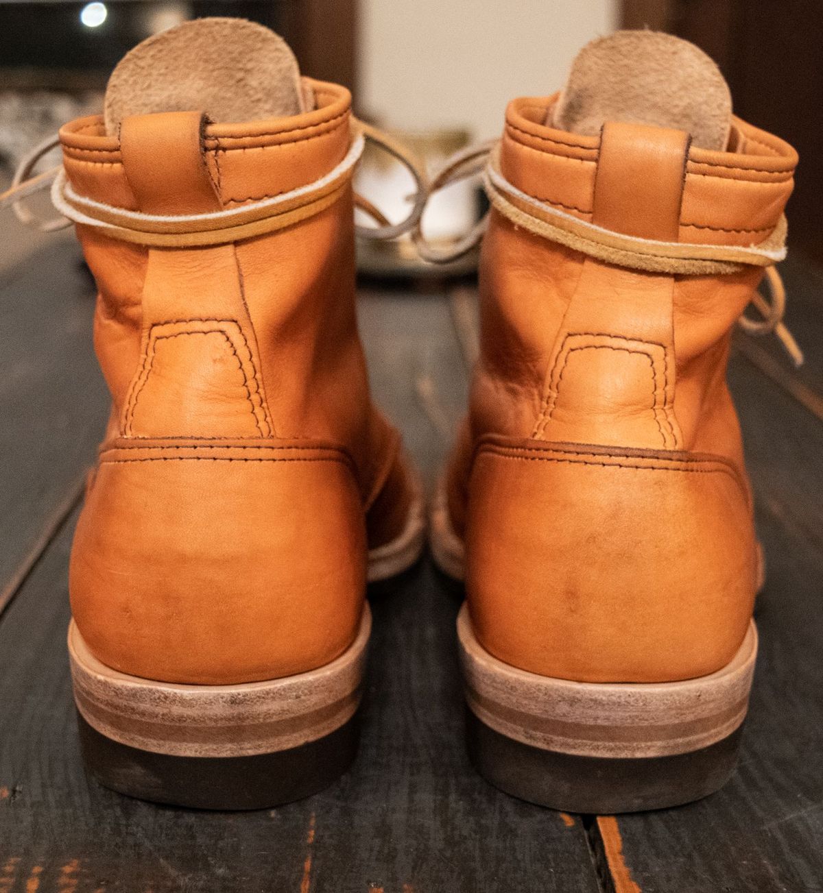 Photo by patinathunderdome on January 6, 2022 of the Wesco Hendrik in Horween Natural Essex.
