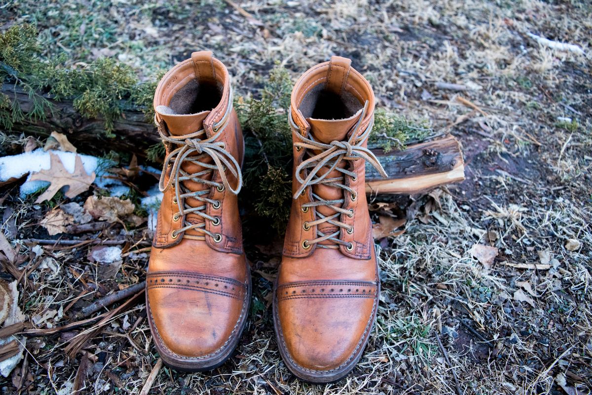 Photo by patinathunderdome on February 6, 2022 of the Wesco Hendrik in Horween Natural Essex.