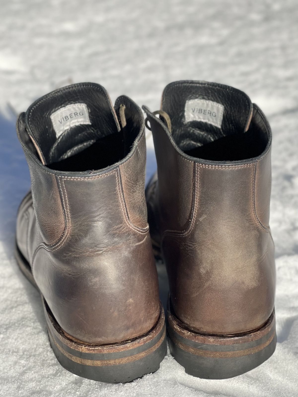 Photo by patinathunderdome on January 1, 2022 of the Viberg Service Boot in Maryam 1071 Port Vitello Calf.