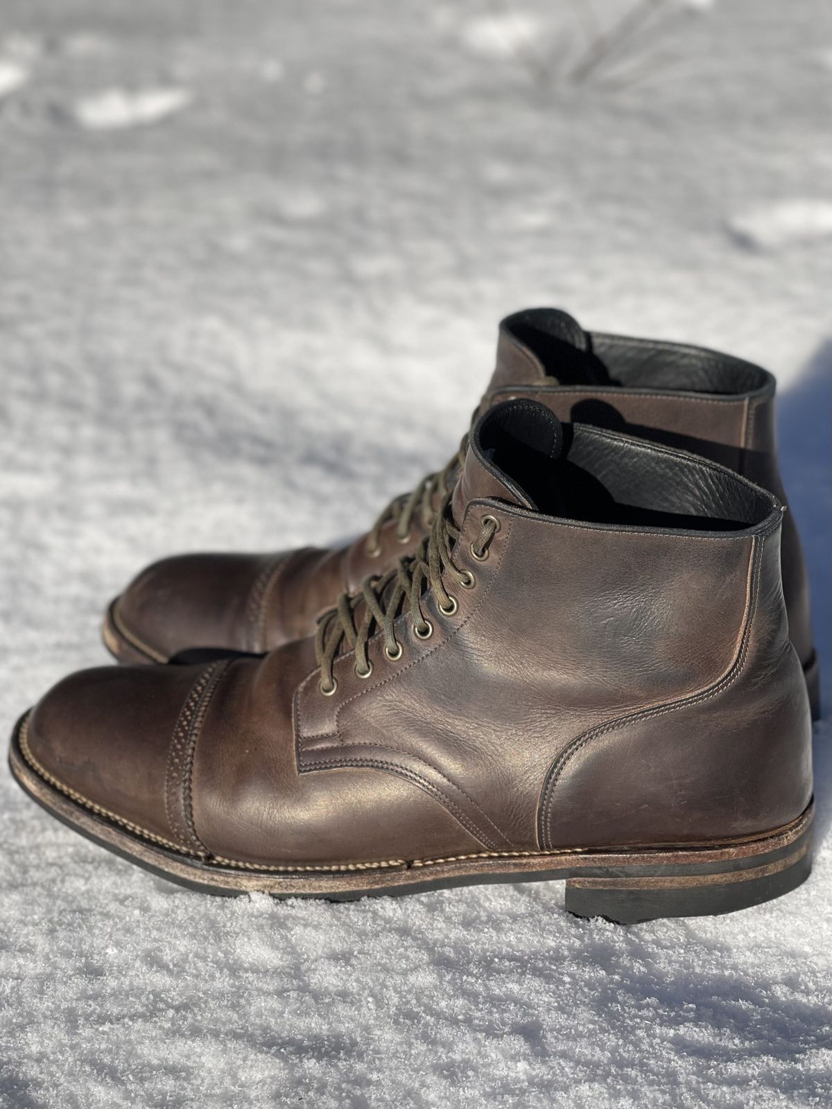 Photo by patinathunderdome on January 1, 2022 of the Viberg Service Boot in Maryam 1071 Port Vitello Calf.