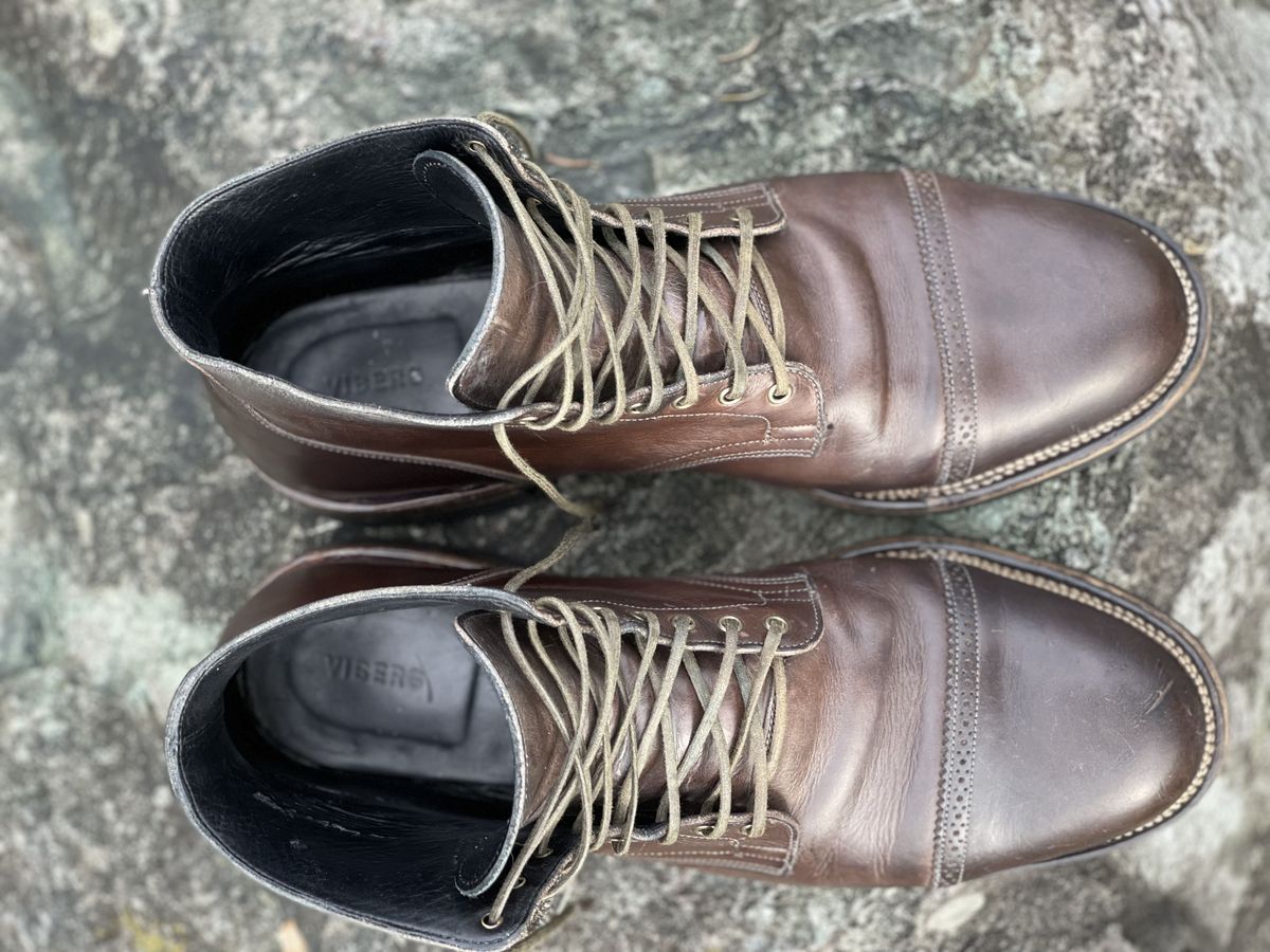 Photo by patinathunderdome on February 4, 2022 of the Viberg Service Boot in Maryam 1071 Port Vitello Calf.
